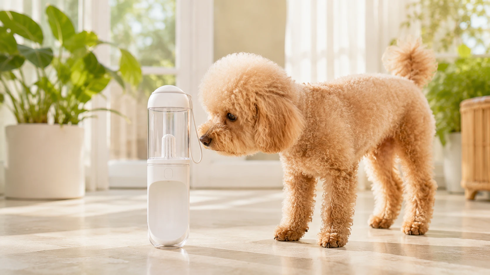 GuardHound Portable Dog Water Bottle with Paw Press · Transparent Bowl · GuardHound DOG