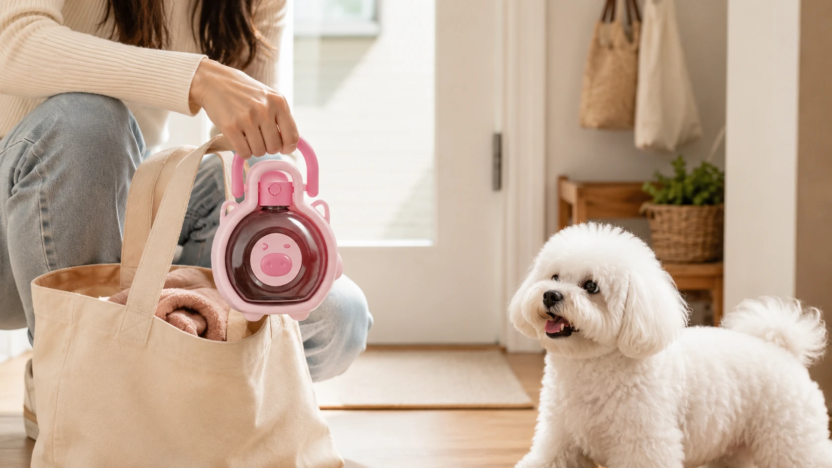 Bean Pig Folding Portable Dog Water Bottle · Easy Carry Handle · GuardHound DOG