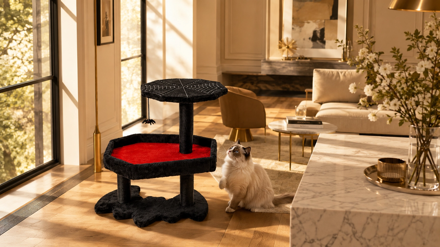 Halloween Cat Tree Tower with Cozy Perches · GuardLynx