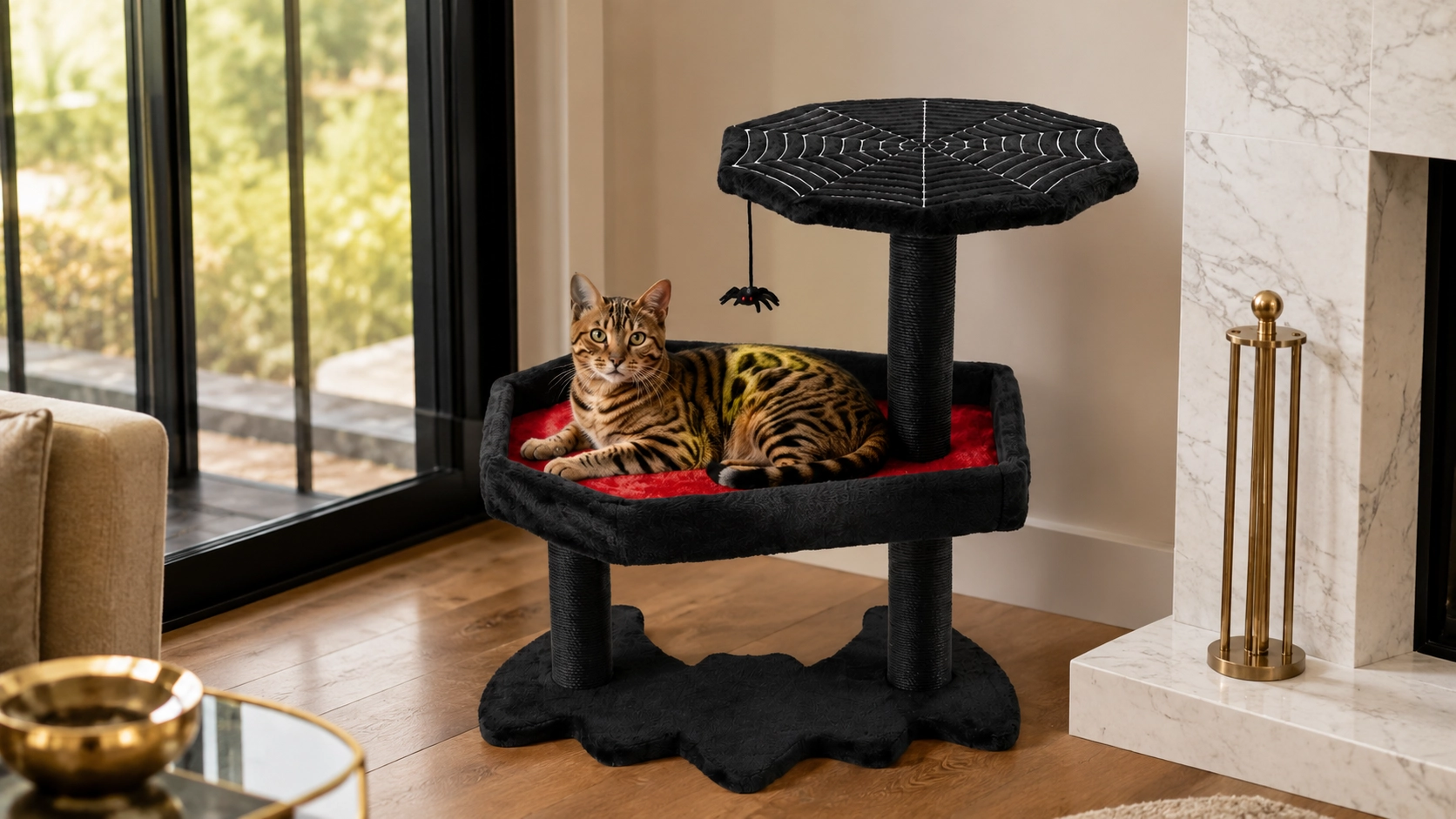 Halloween Cat Tree Tower with Cozy Perches · Two-Level Structure · GuardLynx