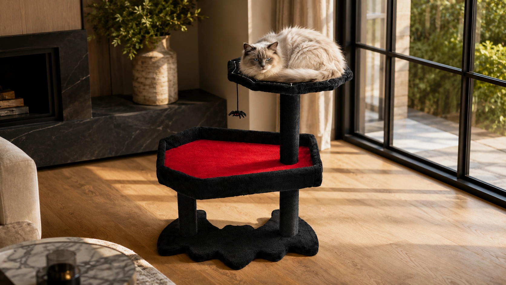 Halloween Cat Tree Tower with Cozy Perches · Halloween Morning Light · GuardLynx