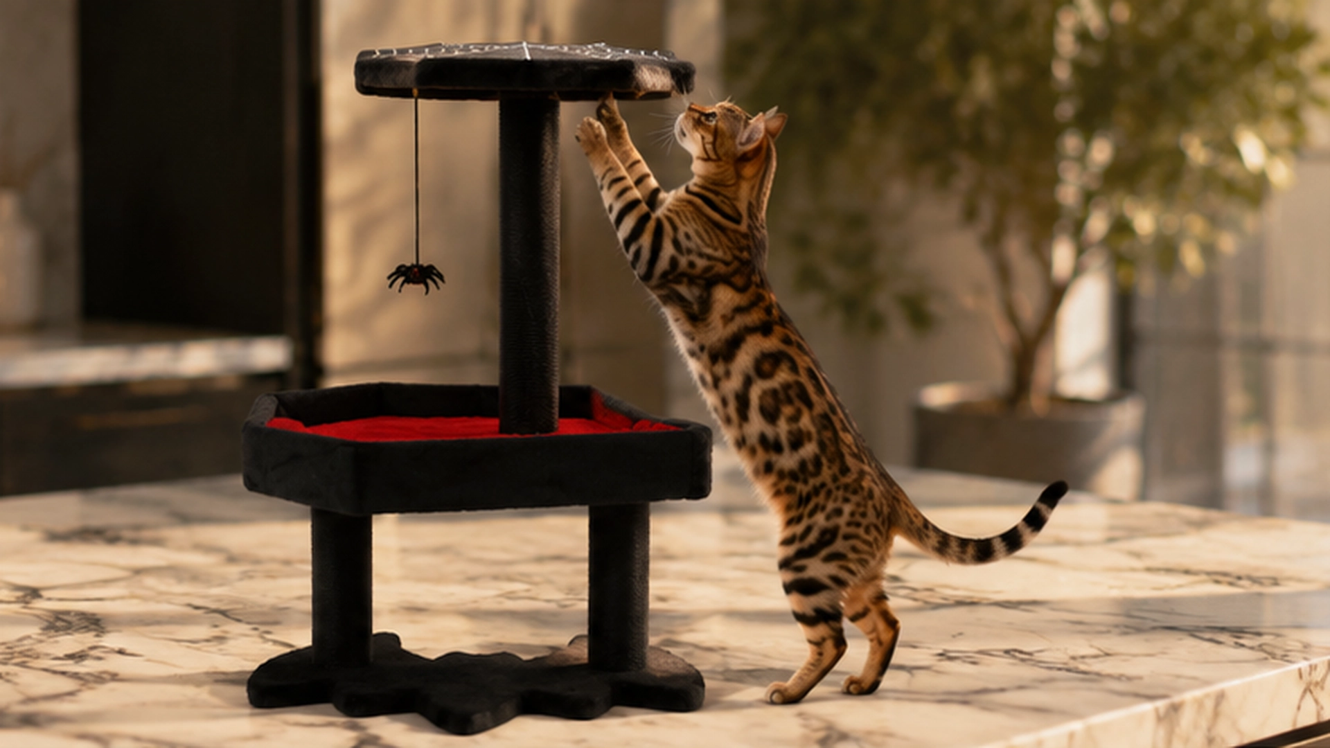 Halloween Cat Tree Tower with Cozy Perches · Golden Afternoon Play · GuardLynx