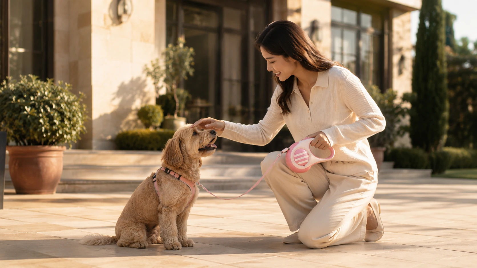 Retractable Dog Leash with One-Button Brake · Rugged Metal Hook · GuardHound DOG
