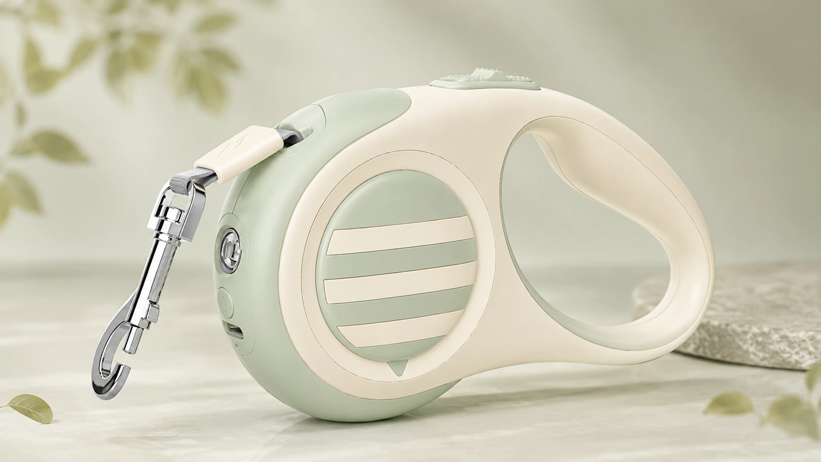Retractable Dog Leash with One-Button Brake · Sage Green · GuardHound DOG