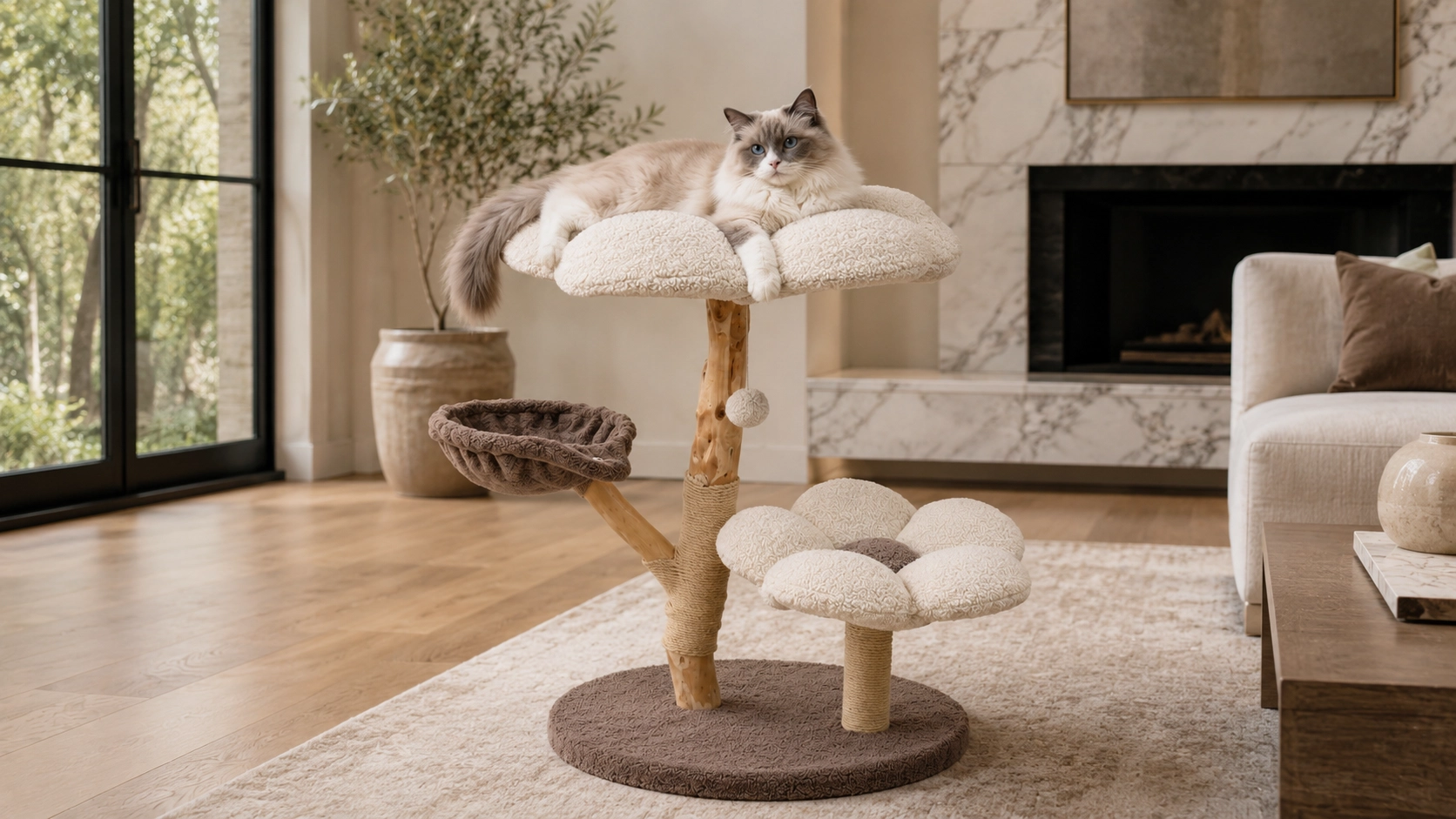 Fruitwood Blossom Cat Tree · Realistic Fruitwood Texture · GuardLynx