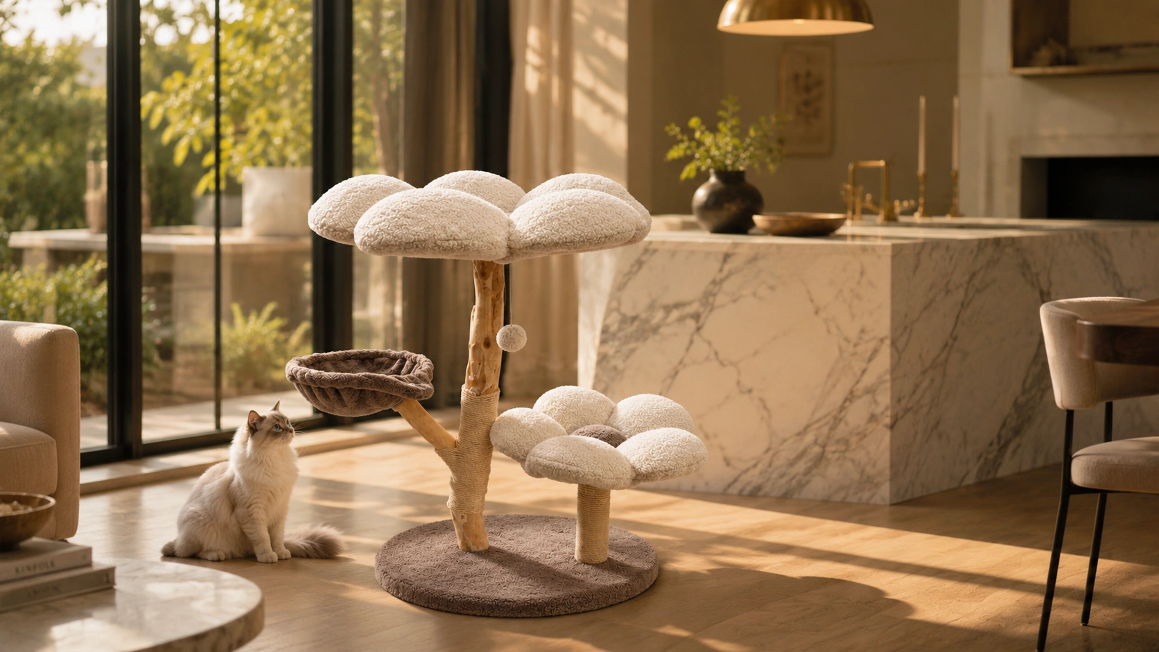 Fruitwood Blossom Cat Tree · Warm White Petal · GuardLynx