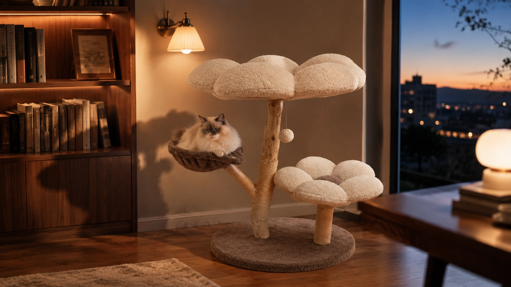 Fruitwood Blossom Cat Tree · Evening Hammock Rest · GuardLynx