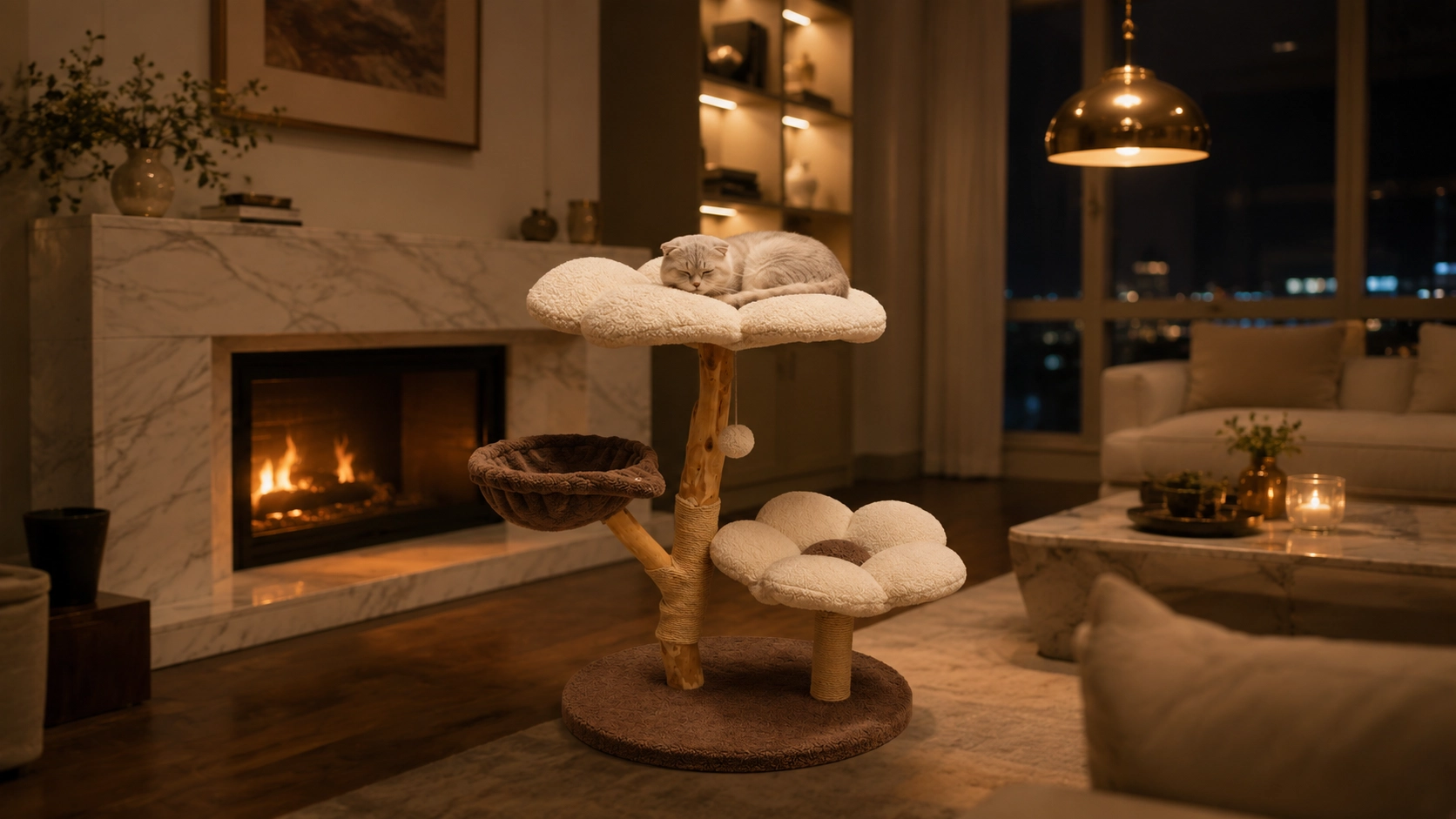 Fruitwood Blossom Cat Tree · Night Fireside Nap · GuardLynx