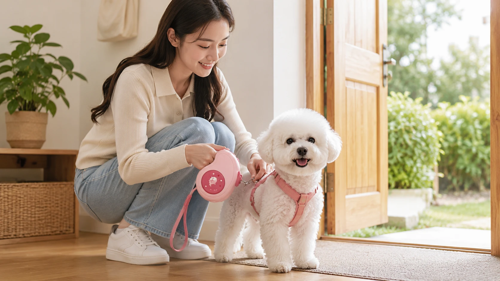 White Shark Auto Retractable Dog Leash · Adorable Dolphin Graphic · GuardHound DOG