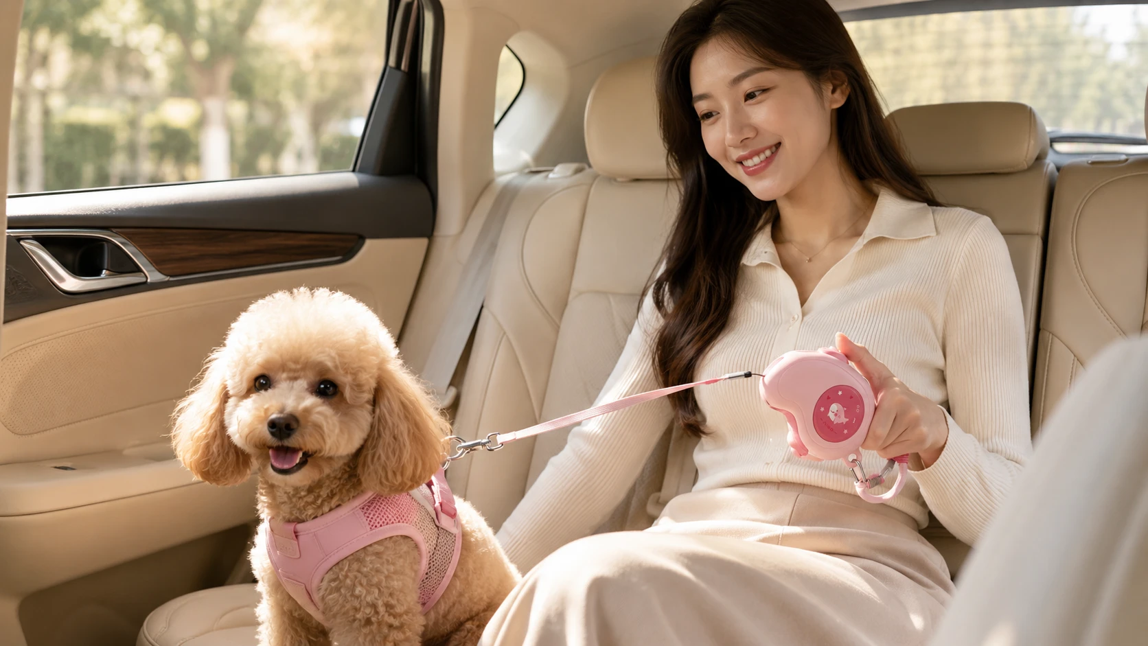 White Shark Auto Retractable Dog Leash · Afternoon Walk Preparation · GuardHound DOG