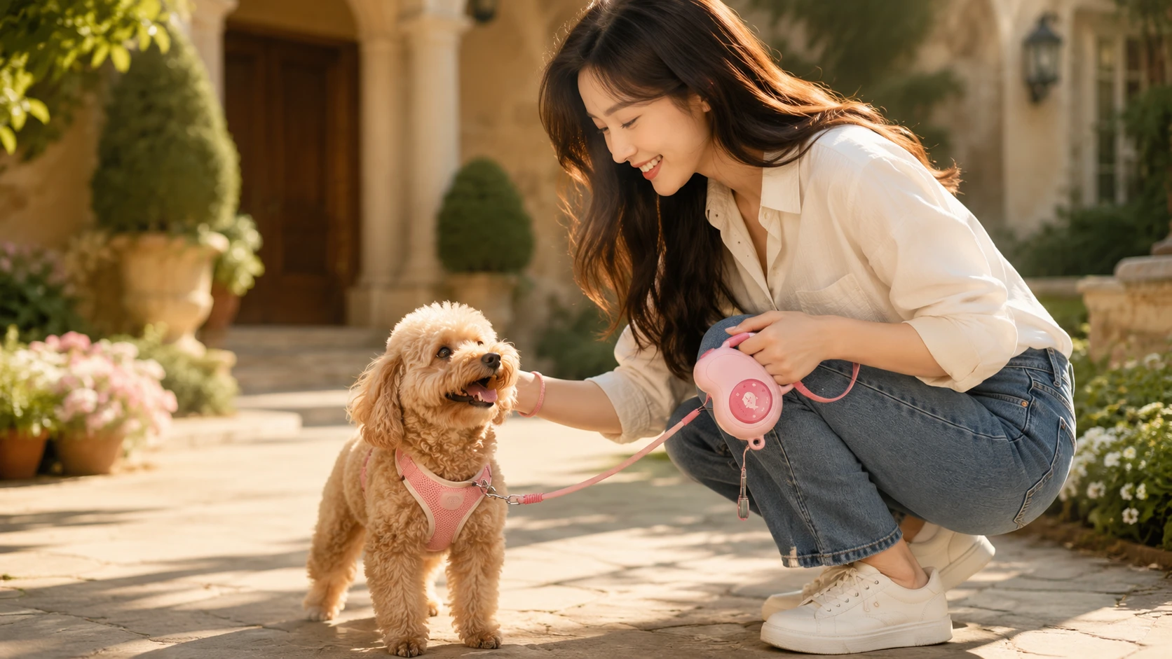 White Shark Auto Retractable Dog Leash · Courtyard Leisure Time · GuardHound DOG