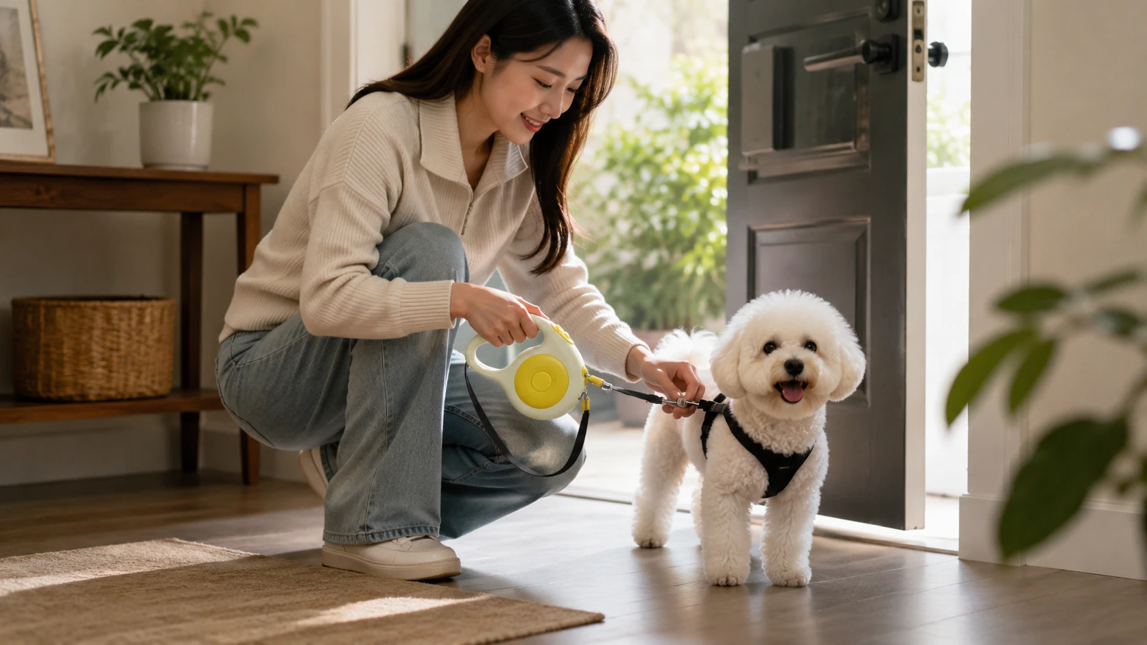 Anti-Shock Retractable Dog Leash with LED Light · Ergonomic Handle · GuardHound DOG