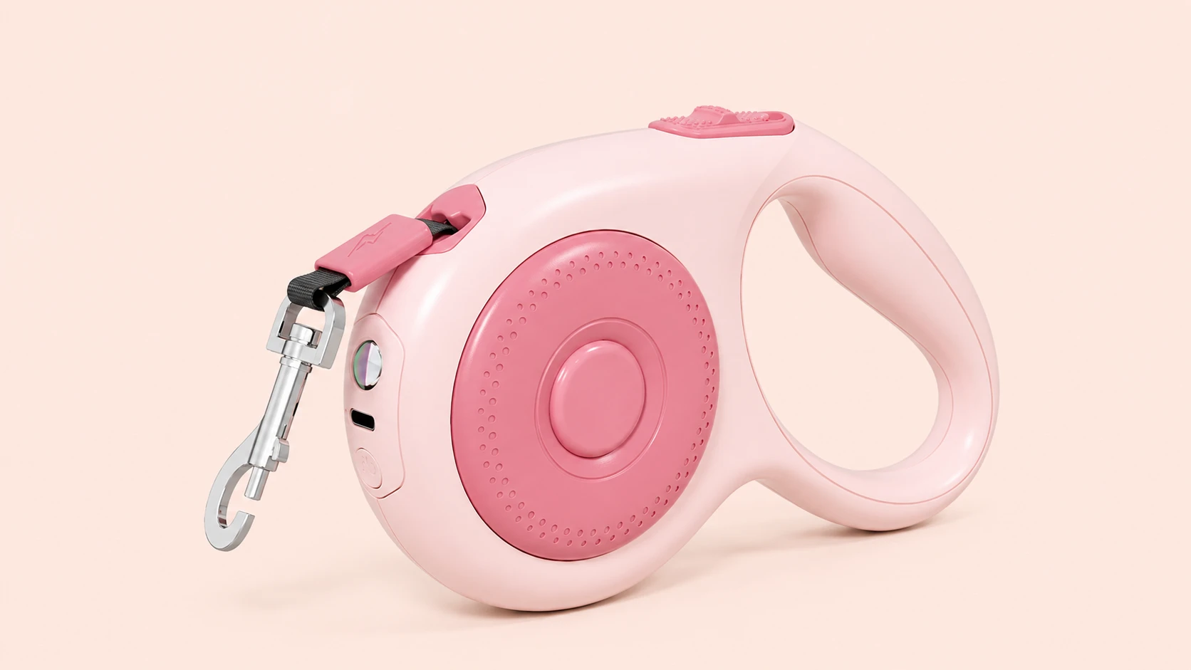 Anti-Shock Retractable Dog Leash with LED Light · Peach Mist · GuardHound DOG