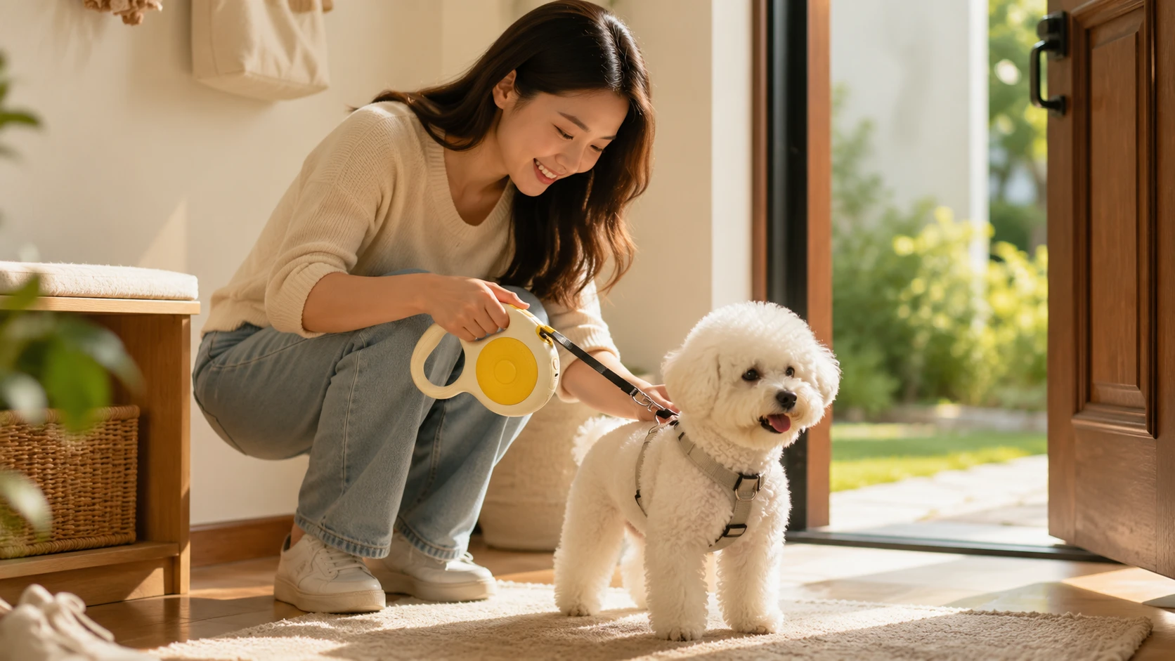 Anti-Shock Retractable Dog Leash with LED Light · Afternoon Lounge at Home · GuardHound DOG