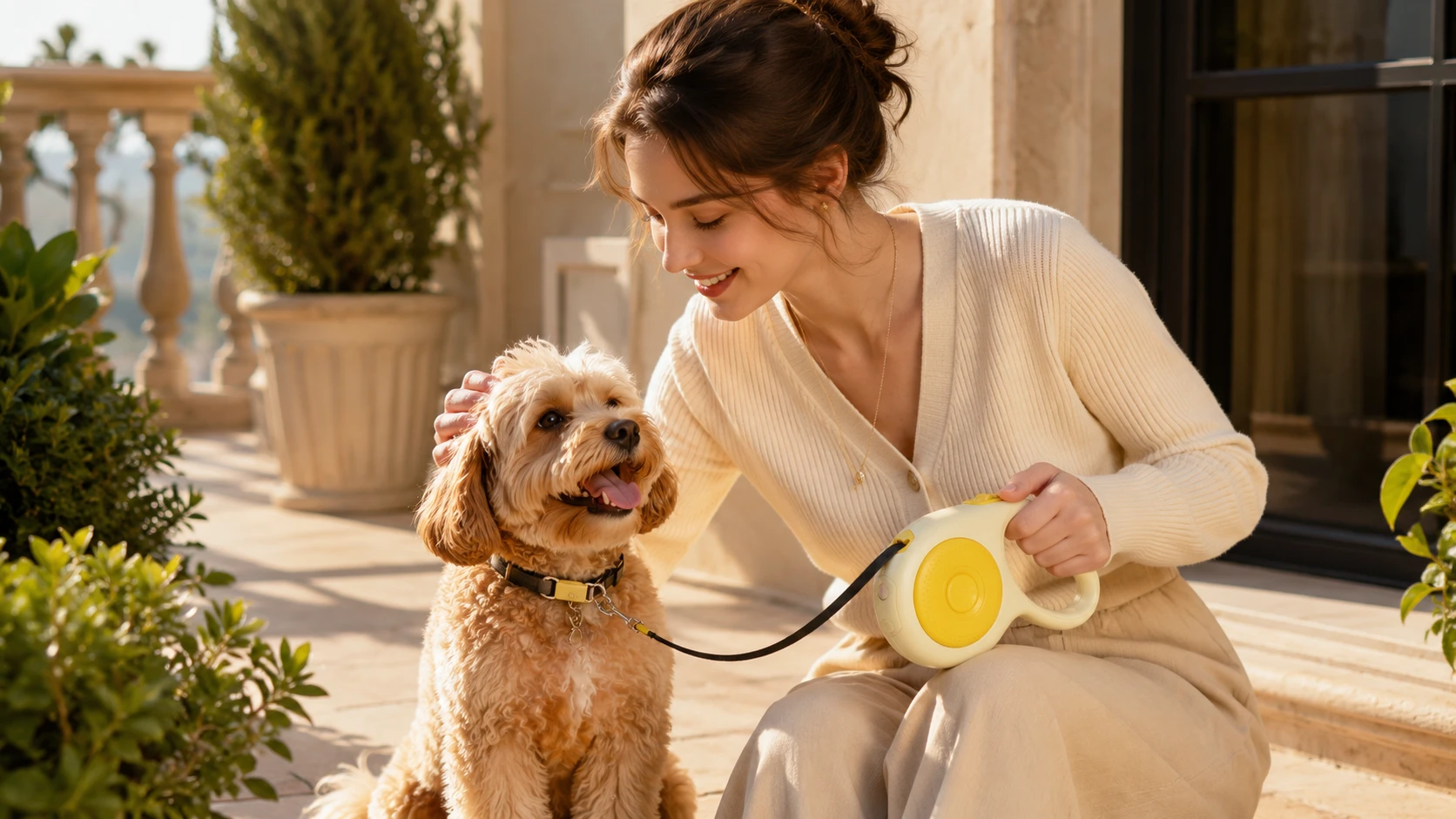Anti-Shock Retractable Dog Leash with LED Light · Evening Park Adventure · GuardHound DOG