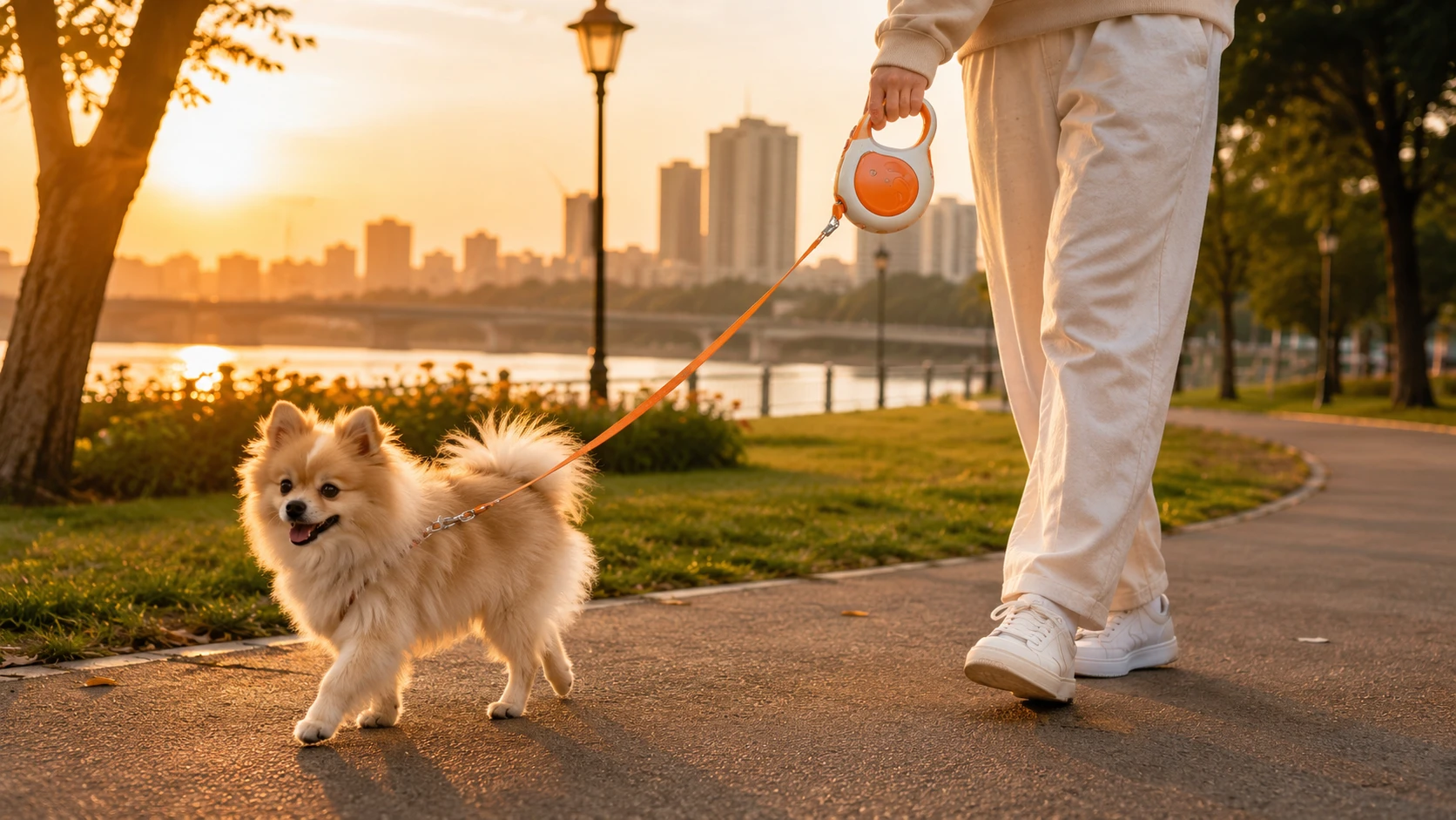 WhaleFlex Retractable Dog Leash with LED Light · Late Night City Stroll · GuardHound DOG