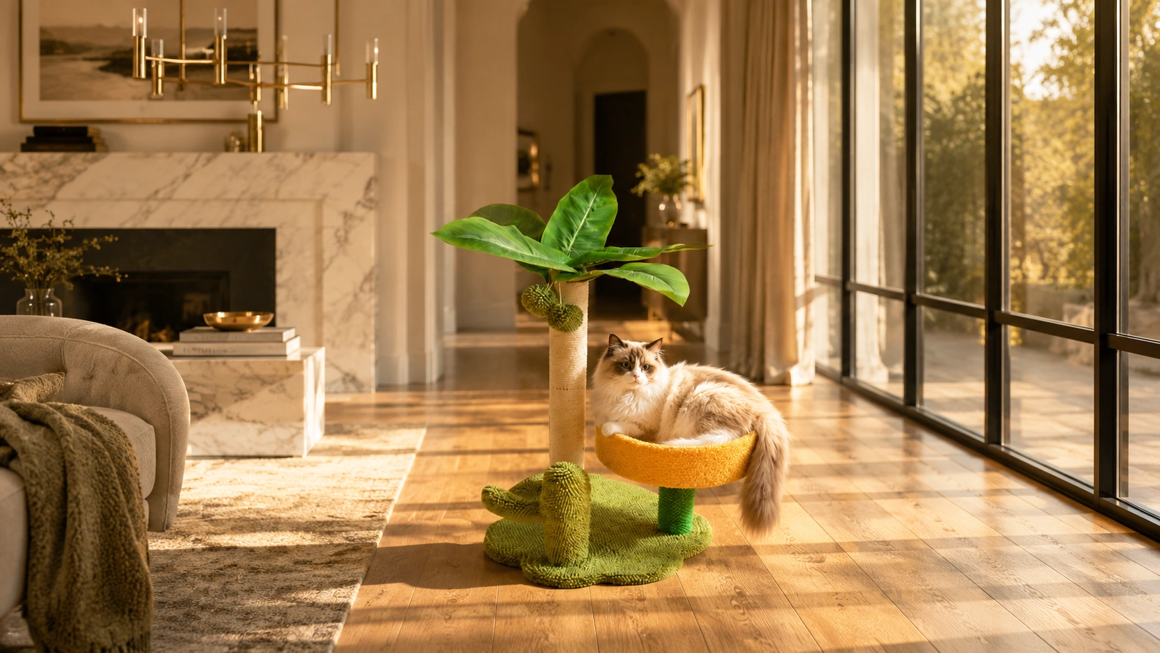 Tropical Palm Cat Tree Jump Platform · GuardLynx