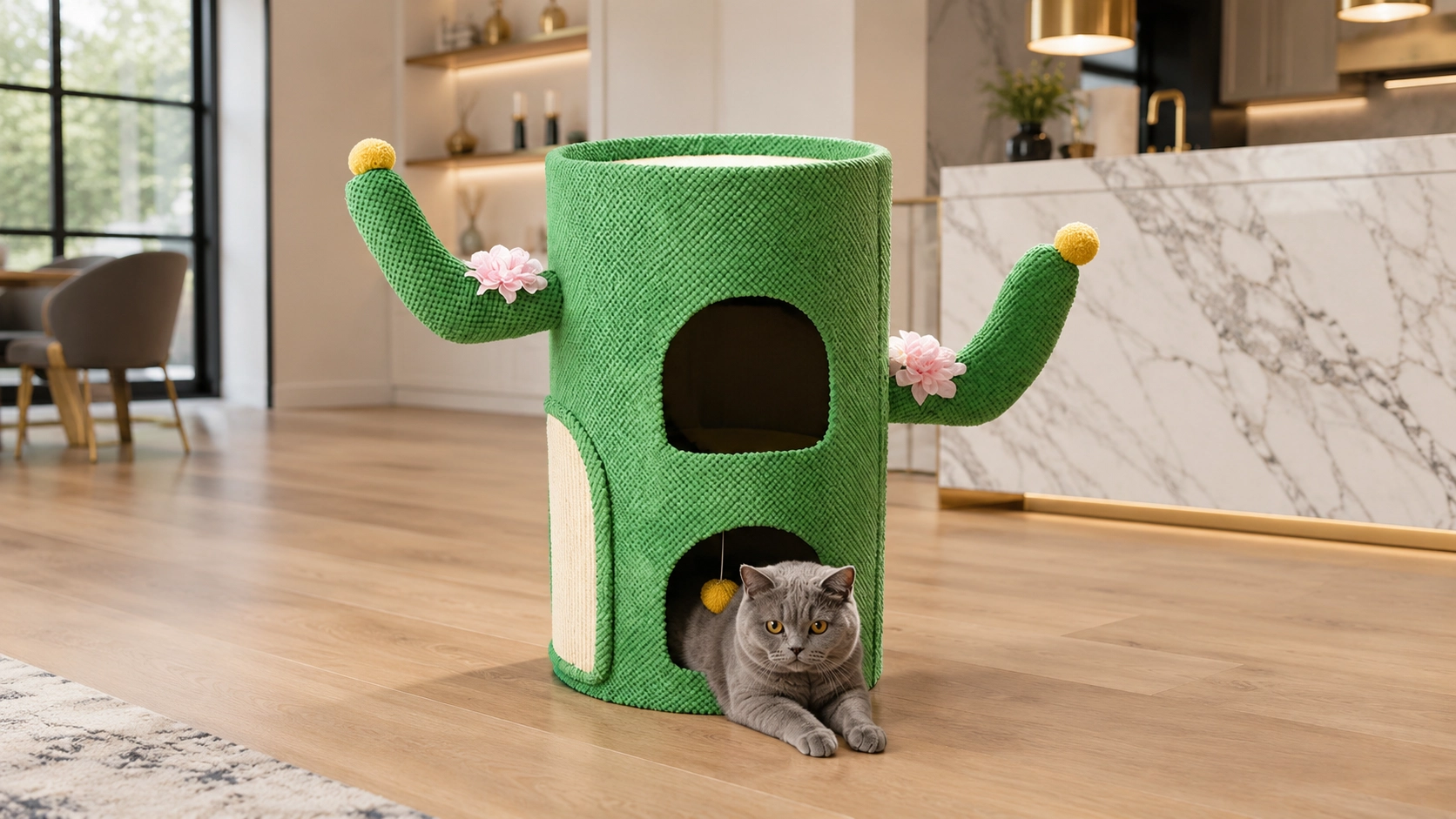 Cactus Sisal Cat Cave Scratcher · Dangling Ball Inside · GuardLynx