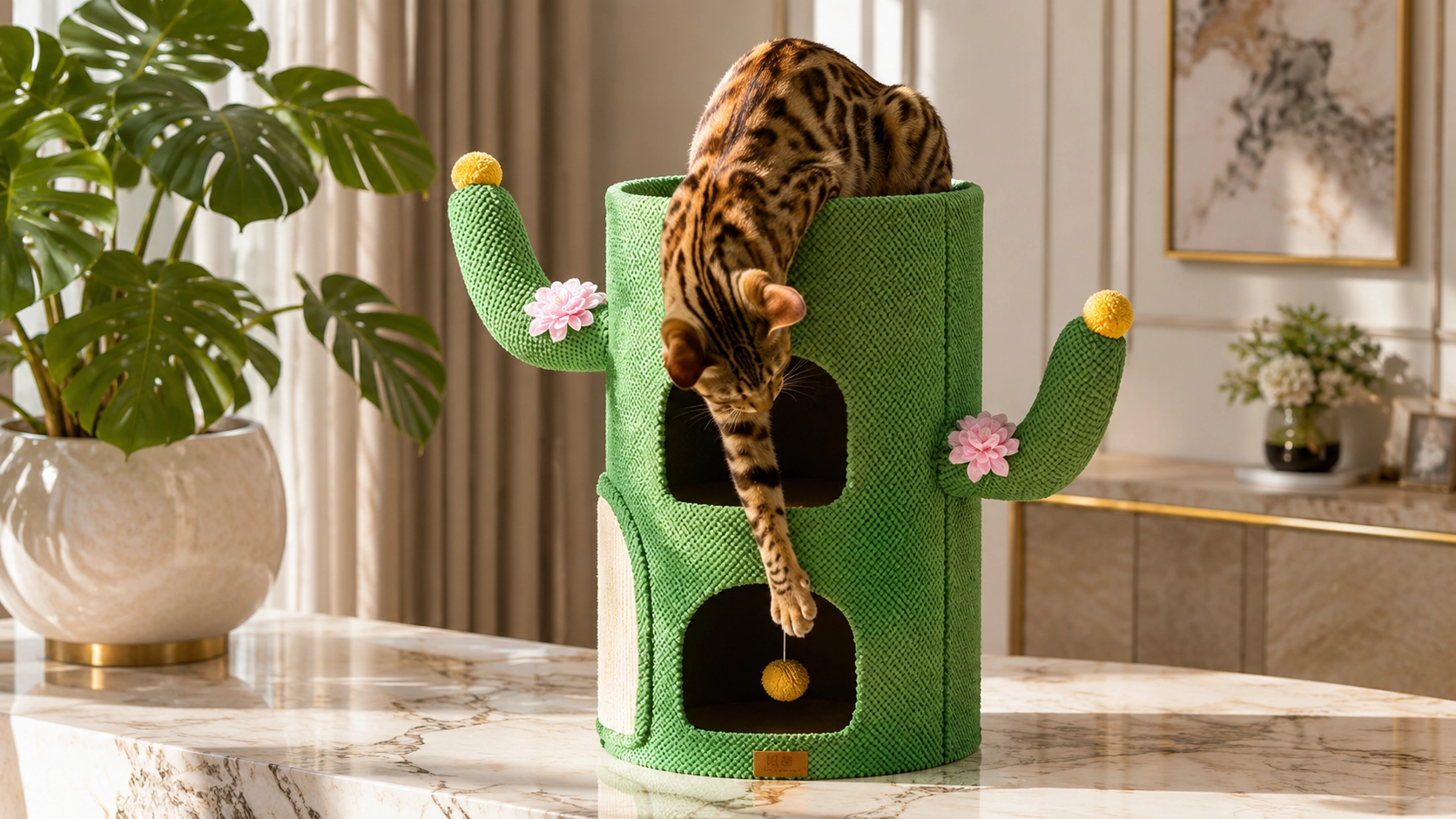 Cactus Sisal Cat Cave Scratcher · Sunroom Playtime · GuardLynx