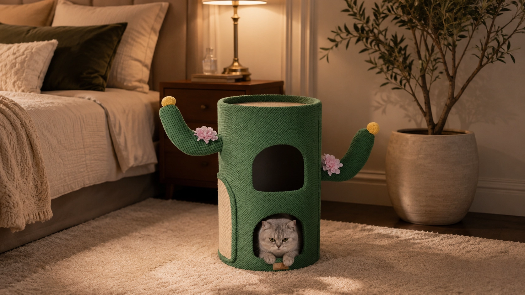 Cactus Sisal Cat Cave Scratcher · Late Night Calm · GuardLynx