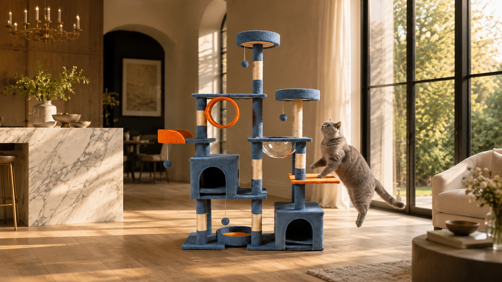 Grand Castle Cat Tree Tower · Interactive Transparent Ball · GuardLynx
