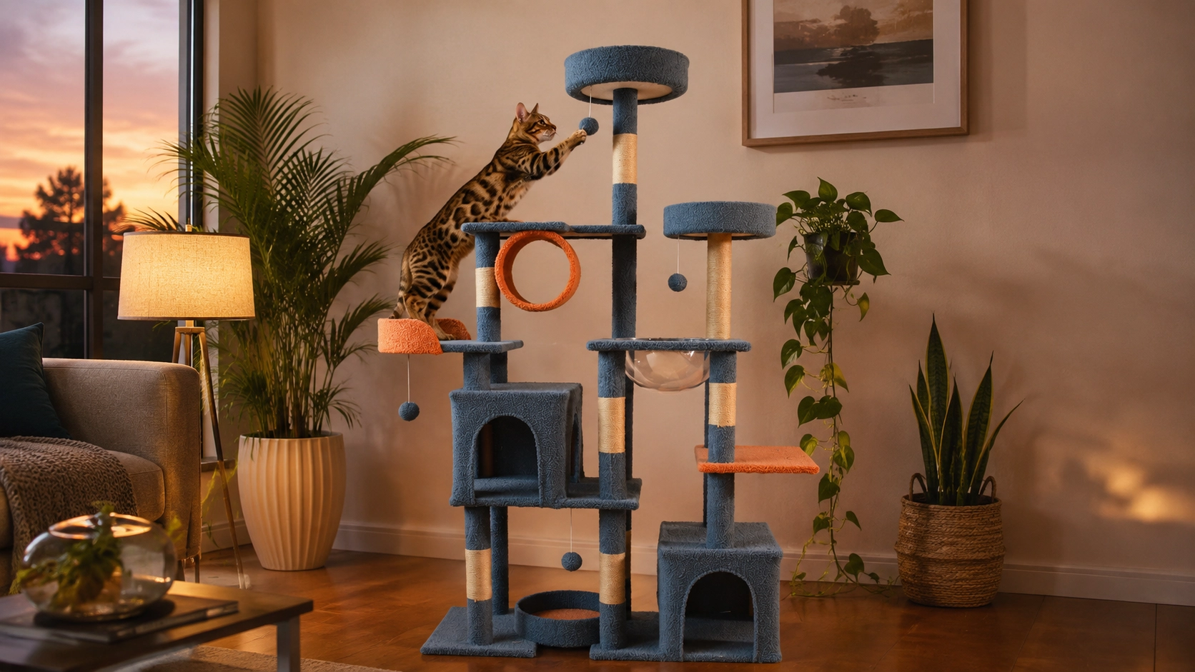 Grand Castle Cat Tree Tower · Evening Playtime · GuardLynx
