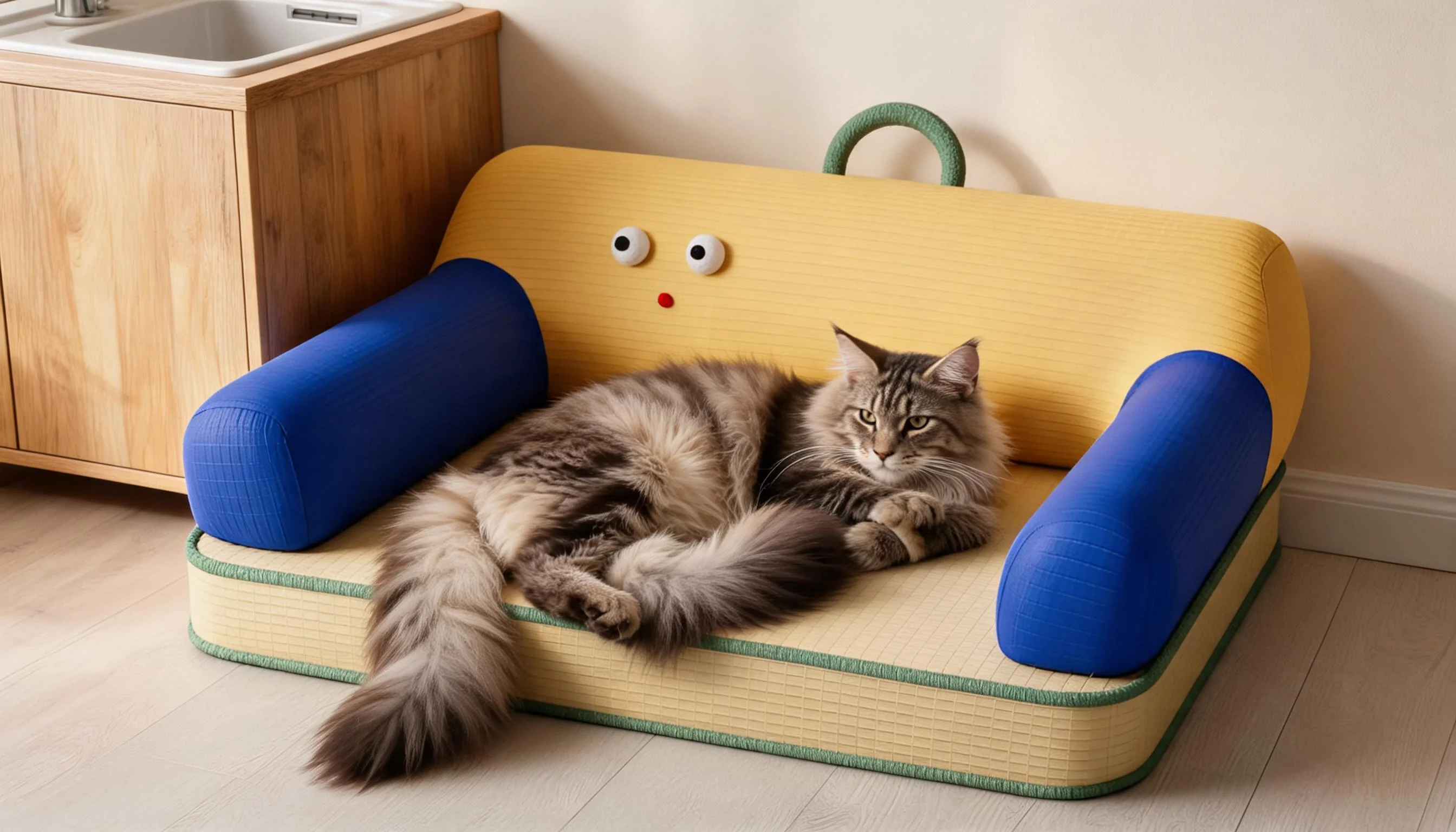Carryable Latex Pet Bed with Smile Design · Honey Gold · GuardLynx