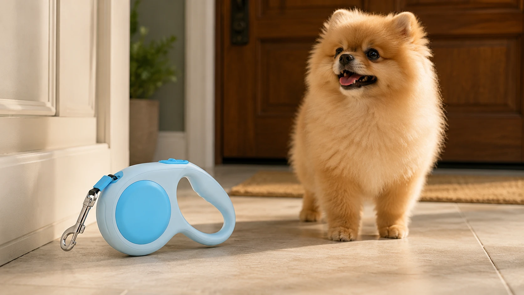GuardHound Auto-Release Retractable Dog Leash · Lightweight Portable Design · GuardHound DOG