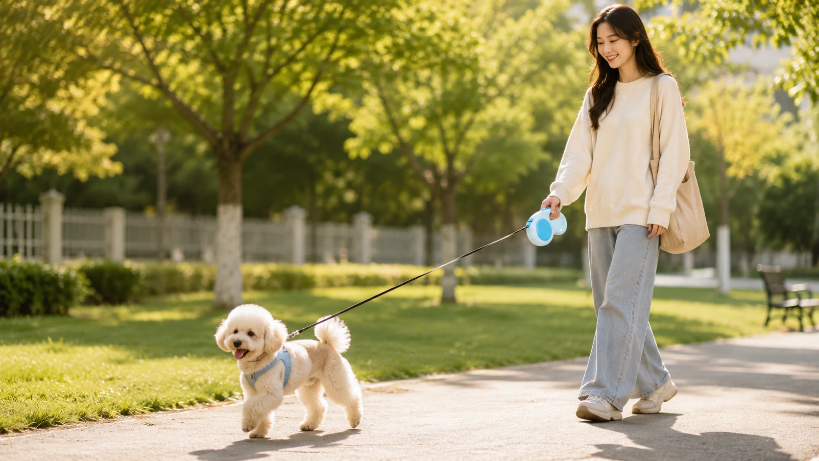 GuardHound Auto-Release Retractable Dog Leash · Morning Prep at Kitchen Island · GuardHound DOG