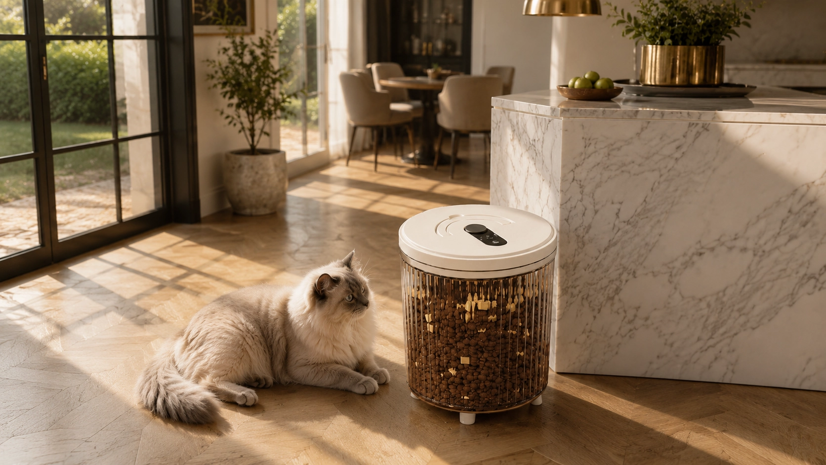 VacuumFresh Smart Pet Food Storage Bin · Warm Oat · GuardLynx