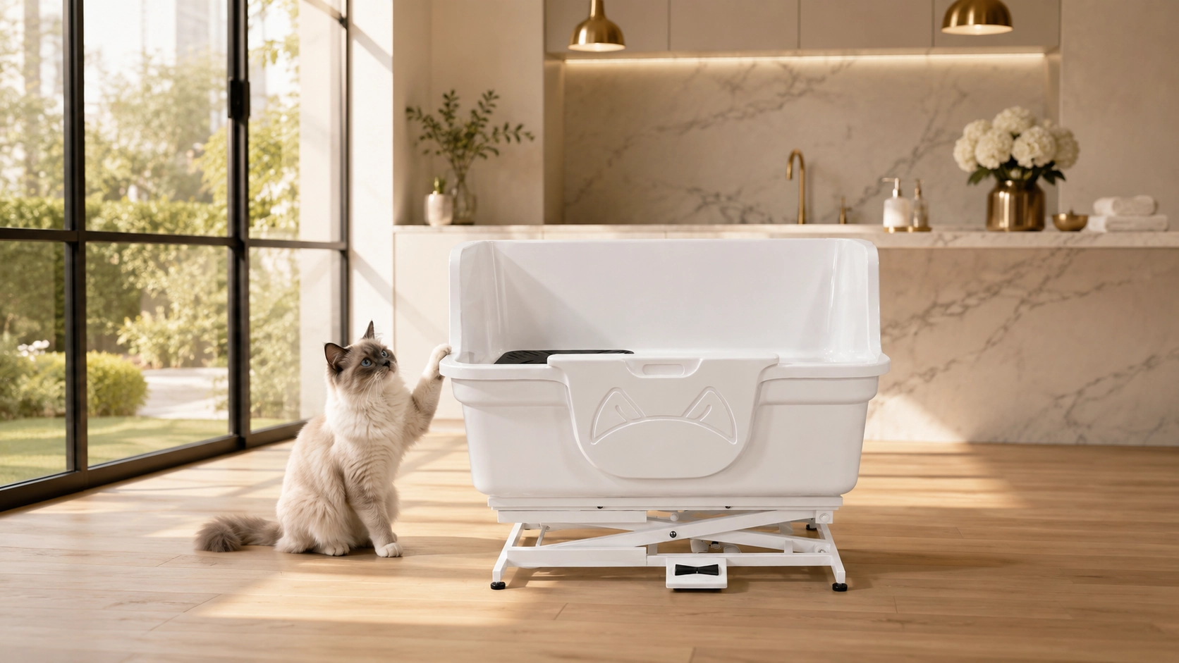 Electric Lift Single-Door Pet Bath Tub · Single-Door Access · GuardLynx