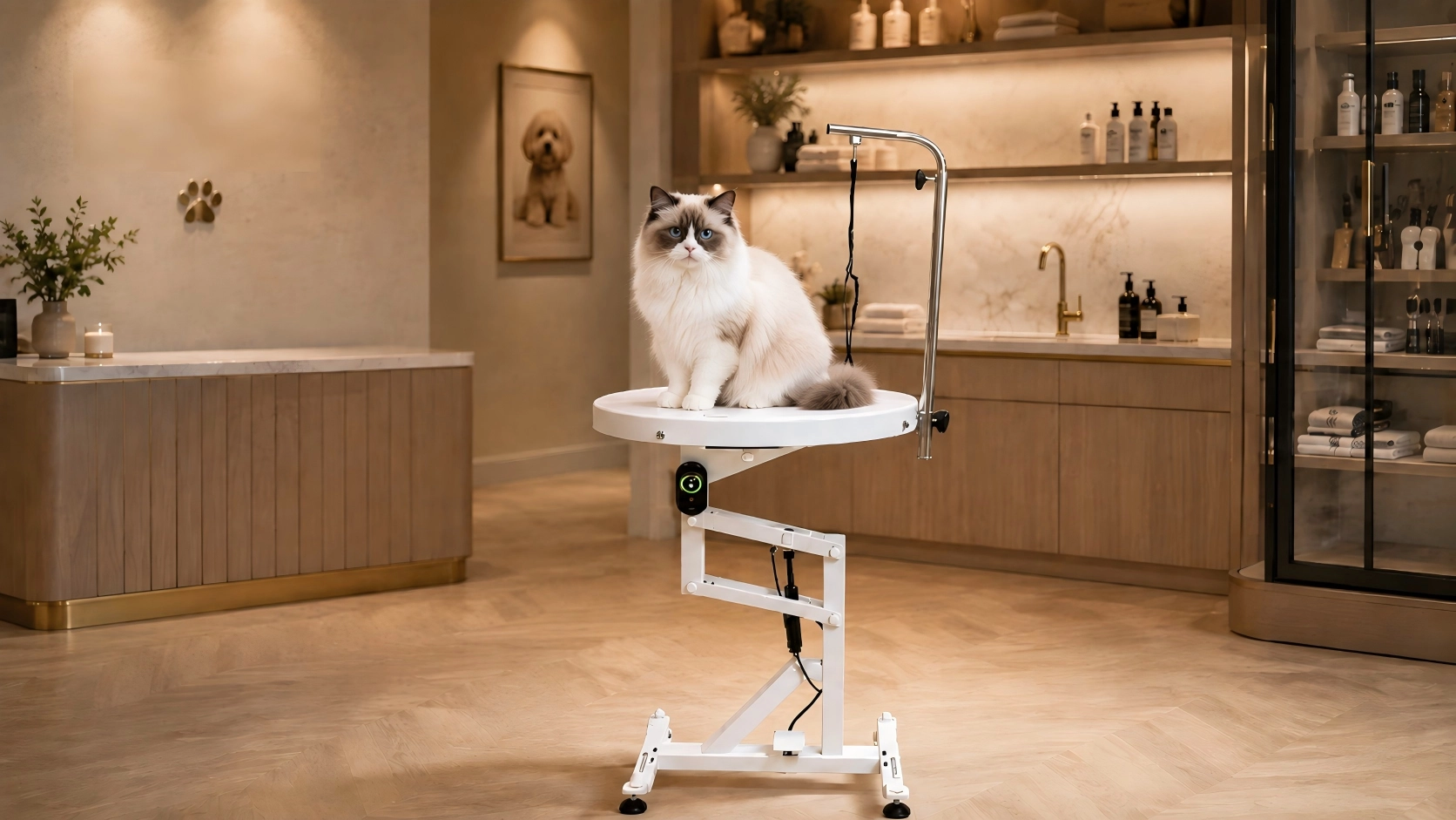 Compact Electric Lift Grooming Table · GuardLynx
