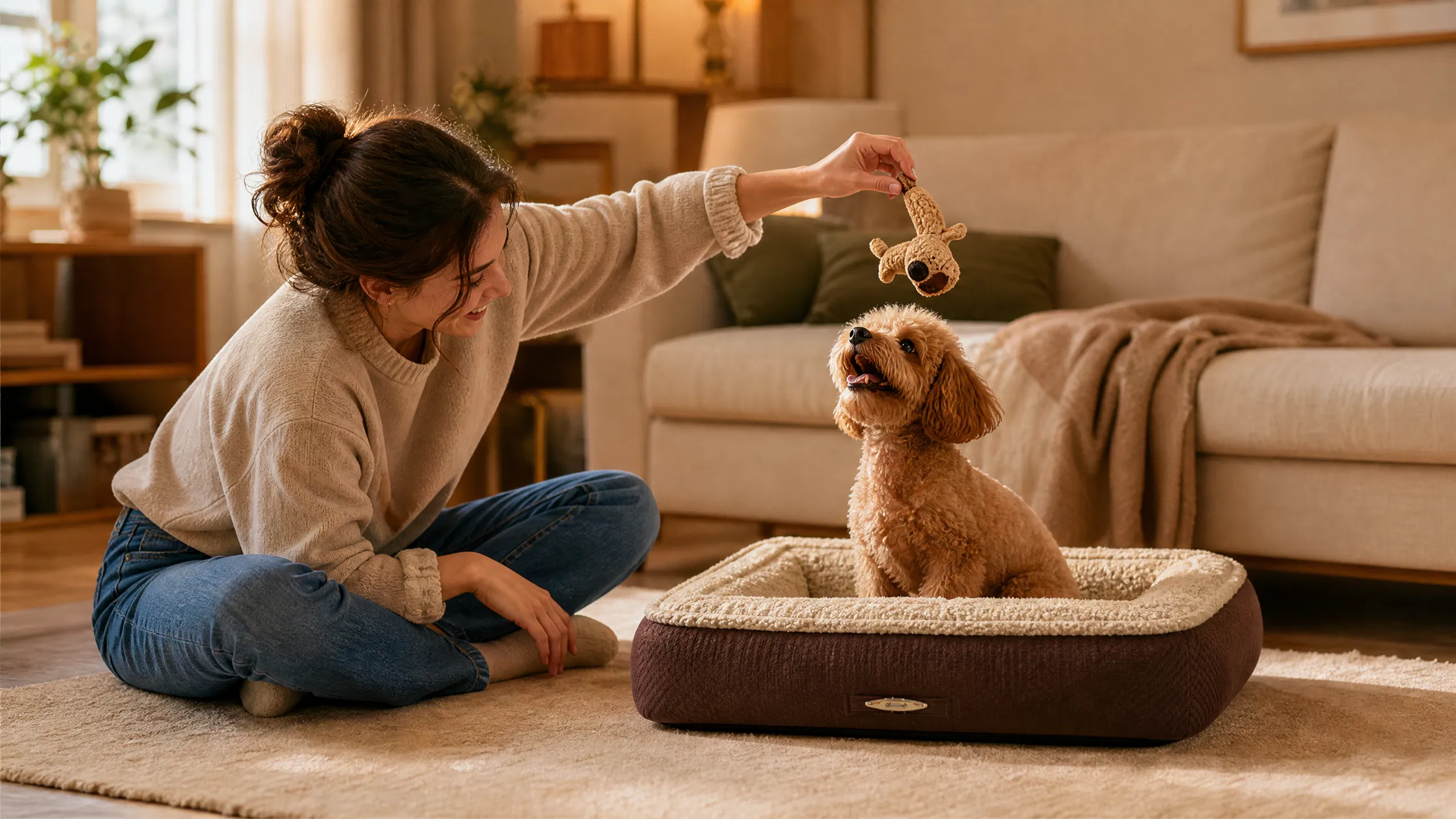 Comfortable Washable Pet Fence Bed · Golden Hour Nap · GuardHound DOG