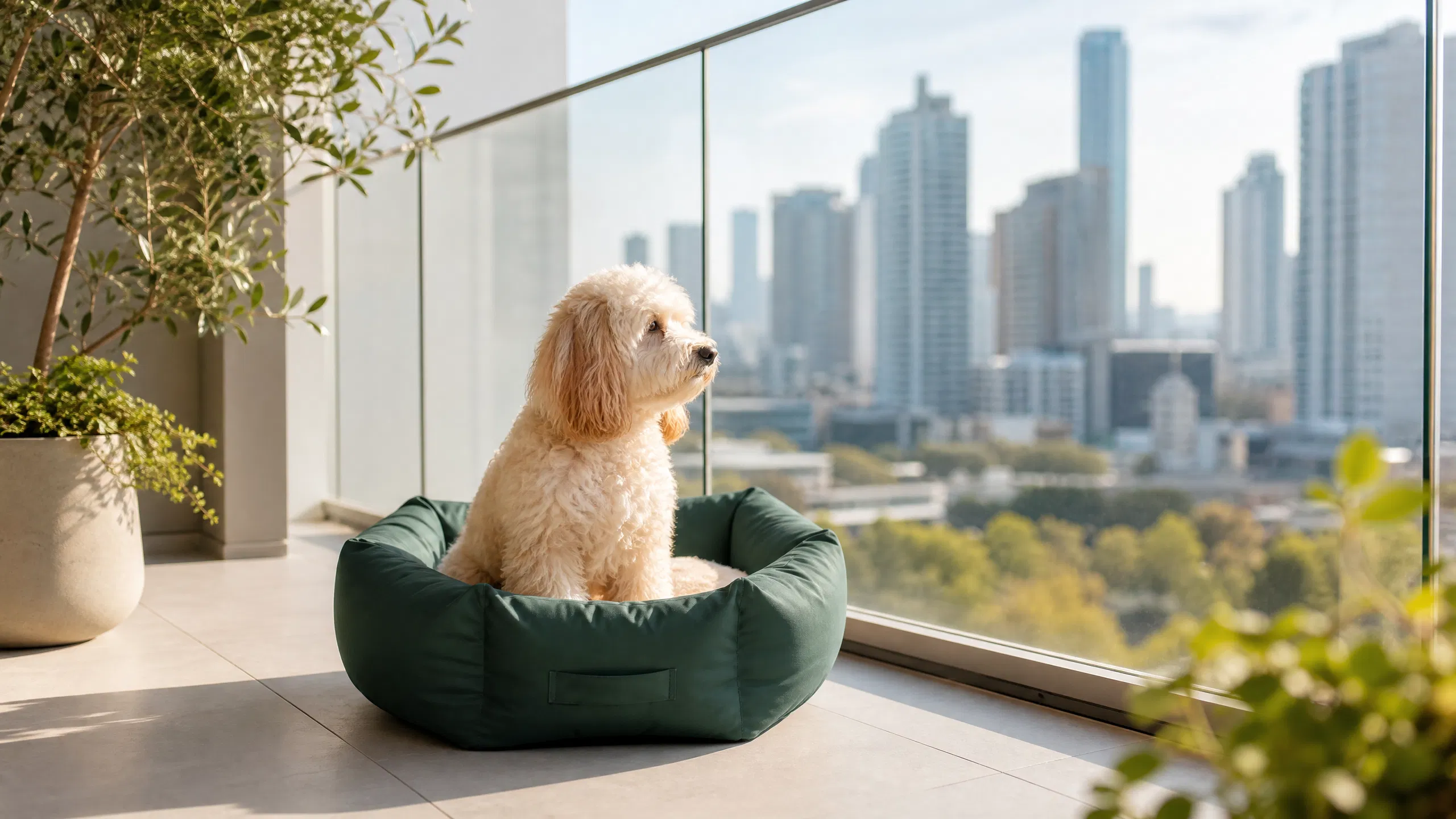 Deep Green Round Pet Bed with Removable Cover · Removable Washable Cover · GuardHound DOG
