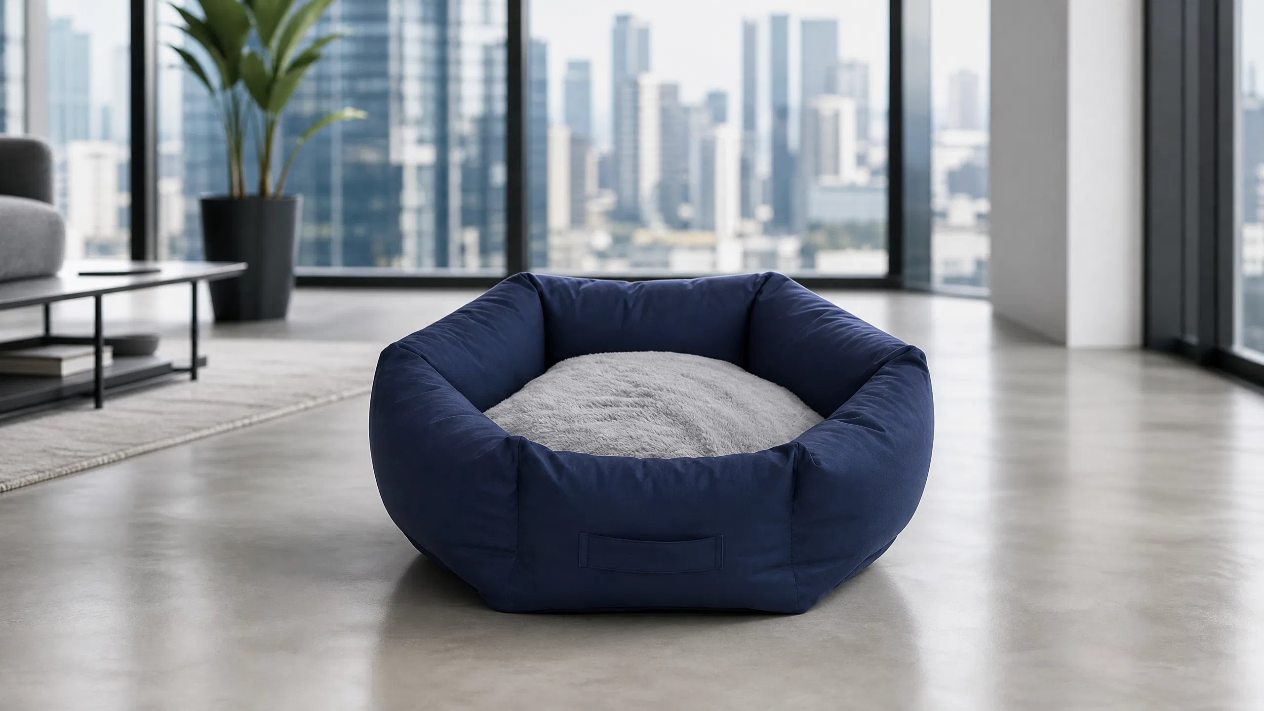 Deep Green Round Pet Bed with Removable Cover · Ink Blue · GuardHound DOG