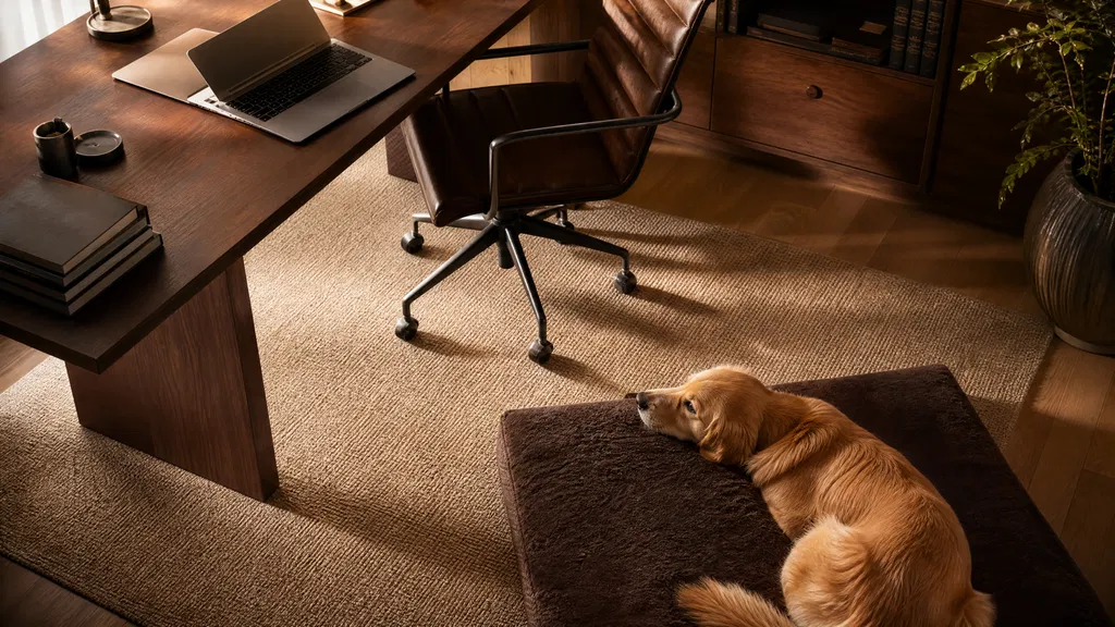 Luxury Leather & Plush Pet Lounger · High-Density Foam · GuardHound DOG
