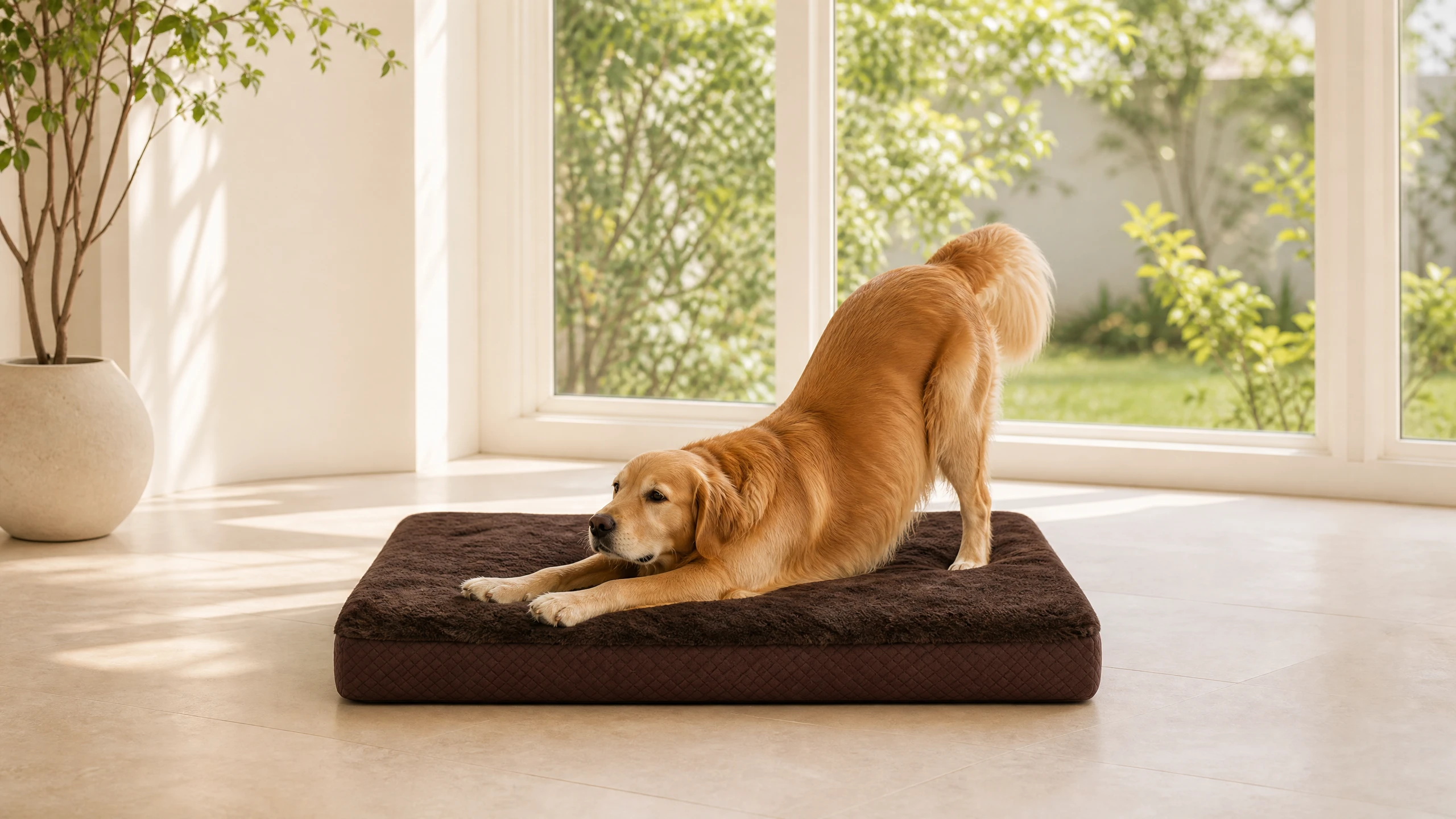 Luxury Leather & Plush Pet Lounger · Plush Inner Lining · GuardHound DOG