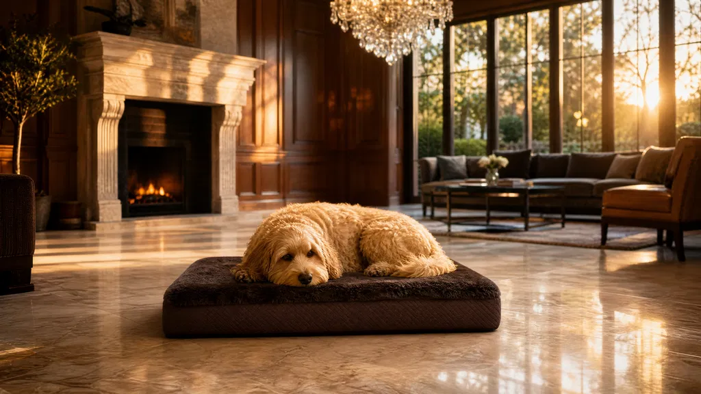 Luxury Leather & Plush Pet Lounger · Non-Slip Base · GuardHound DOG