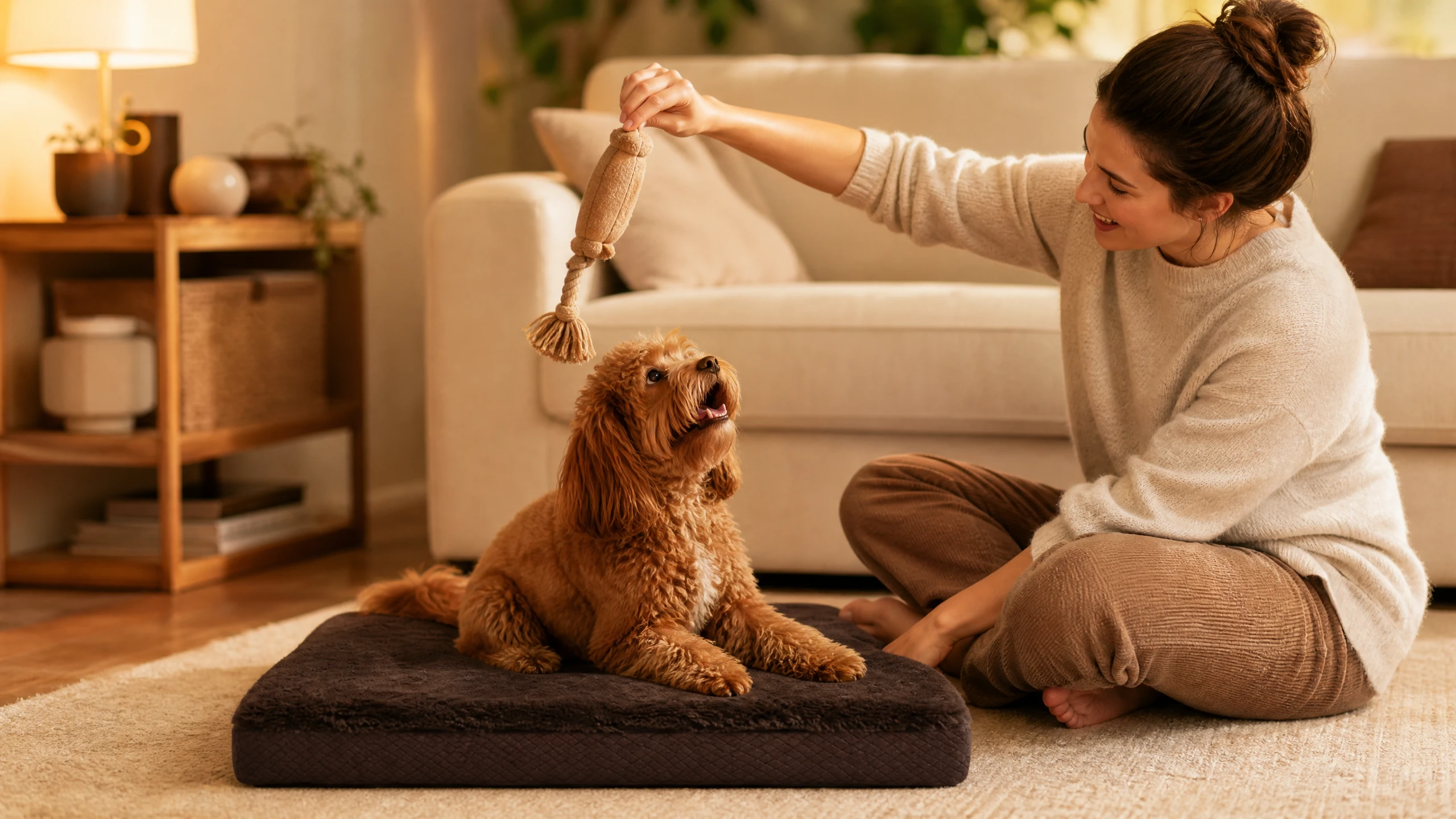 Luxury Leather & Plush Pet Lounger · Cozy Morning Corner · GuardHound DOG