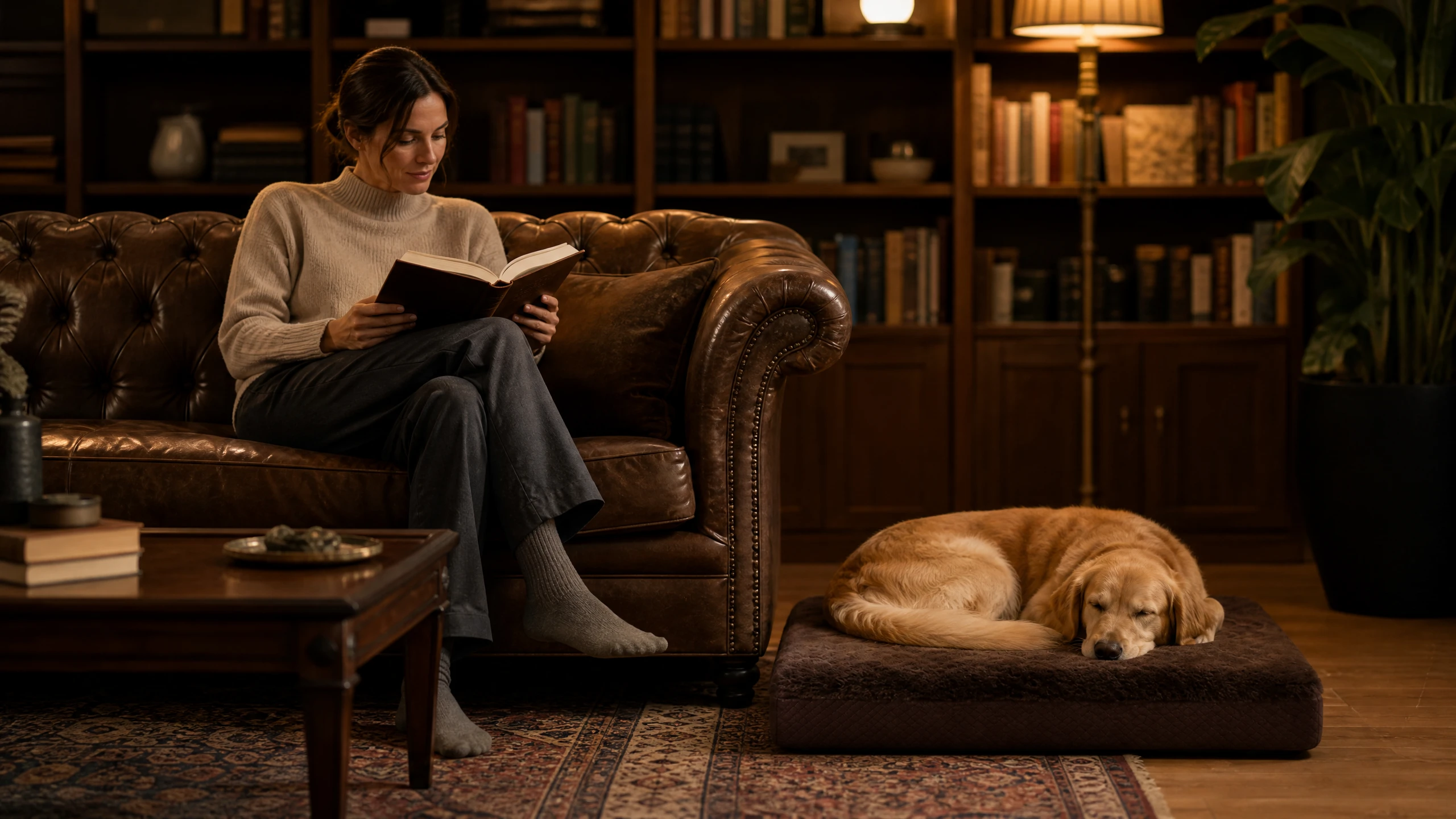 Luxury Leather & Plush Pet Lounger · Lazy Afternoon · GuardHound DOG