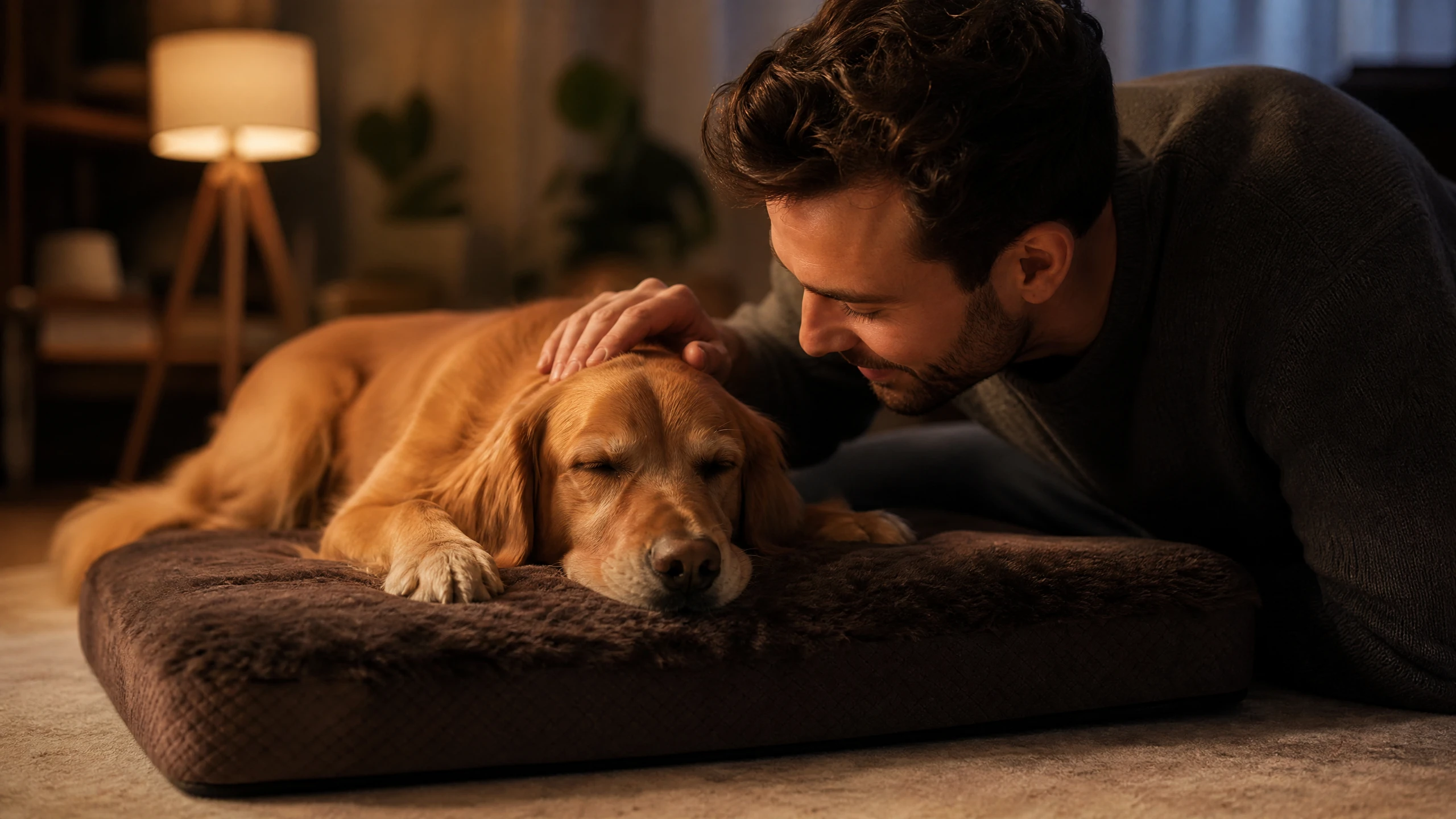 Luxury Leather & Plush Pet Lounger · Nighttime Sanctuary · GuardHound DOG
