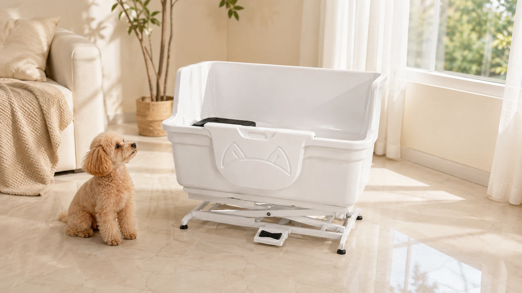 Electric Lift Single-Door Dog Bathing Station · Electric Lift Saves Back · GuardHound DOG