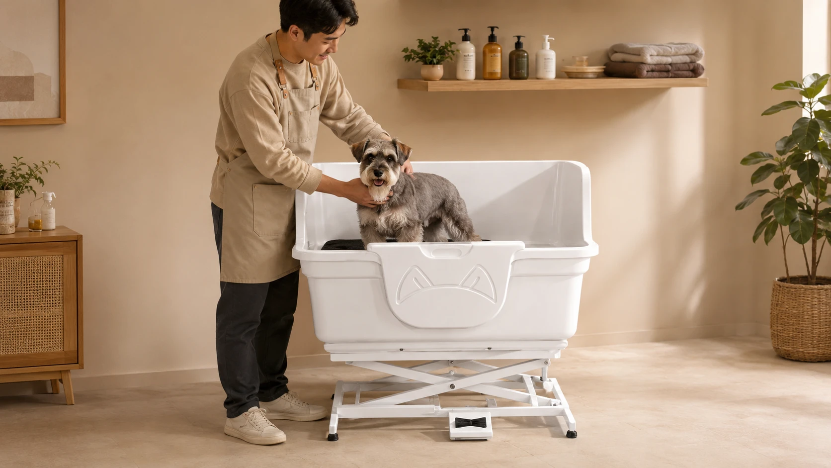 Electric Lift Single-Door Dog Bathing Station · Afternoon Home Bath · GuardHound DOG