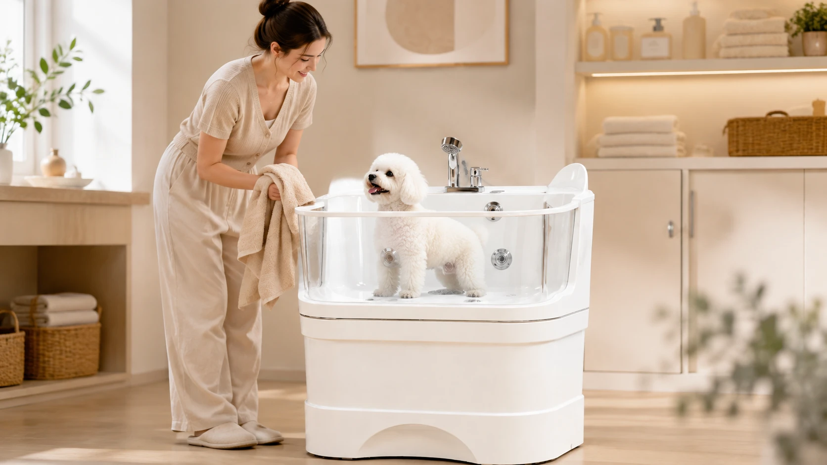 GuardHound Pet SPA Ozone Bathtub Mini · Morning Spa in Sunlit Kitchen · GuardHound DOG