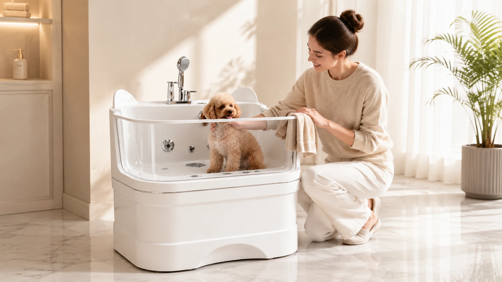 GuardHound Pet SPA Ozone Bathtub Mini · Evening Care with Ambient Lighting · GuardHound DOG
