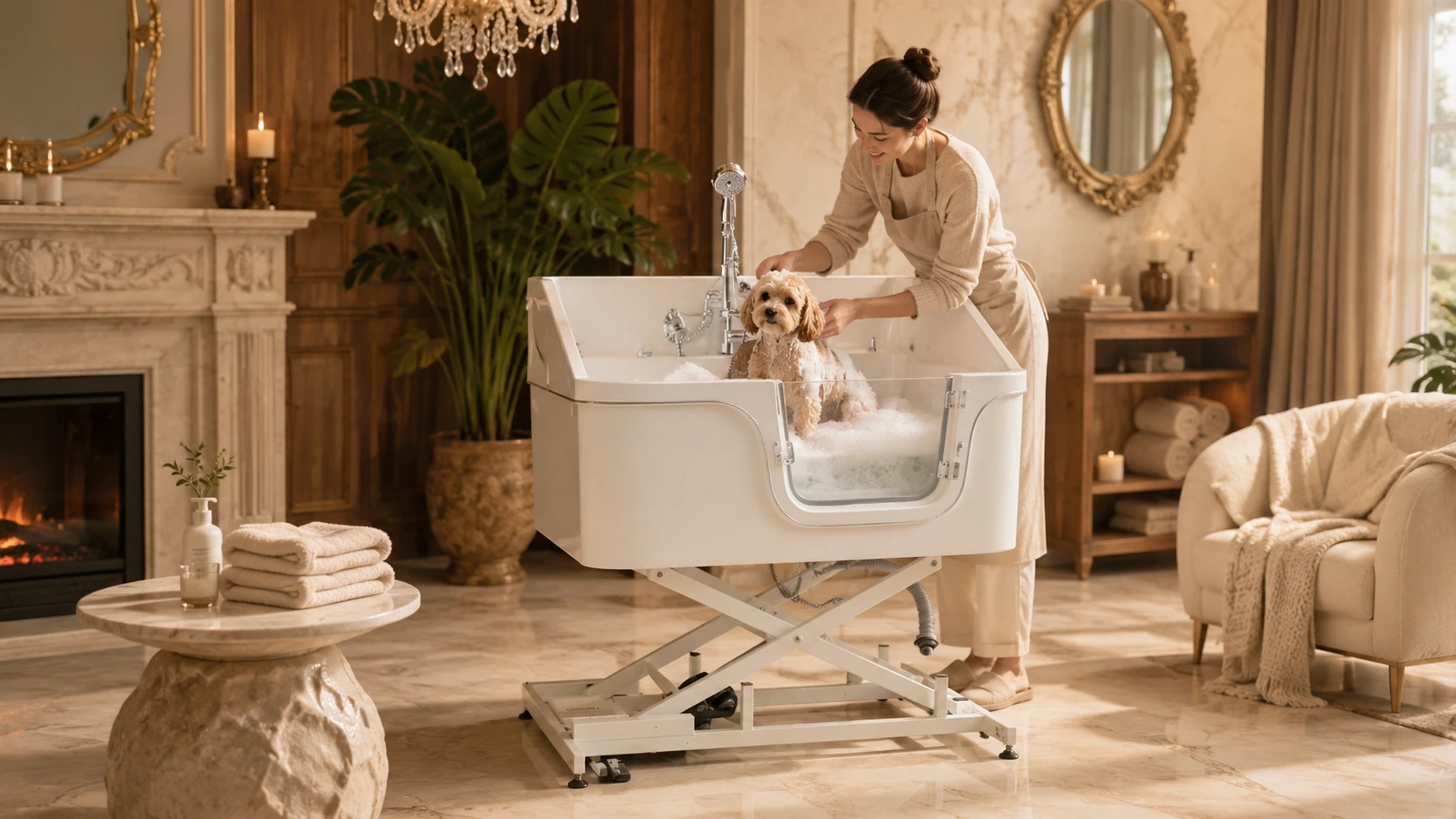 GuardHound Pet Spa Bubble Bath Tub · Morning Sunlight Spa · GuardHound DOG
