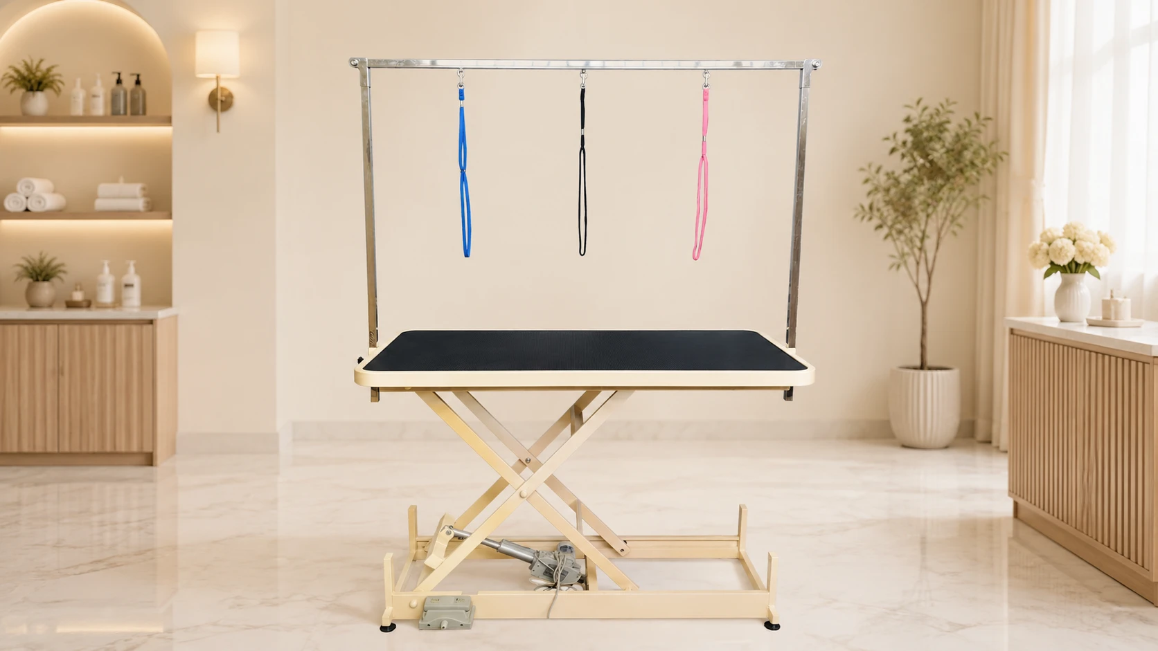 Electric Lift Pet Grooming Table with Remote · Warm Sand · GuardHound DOG