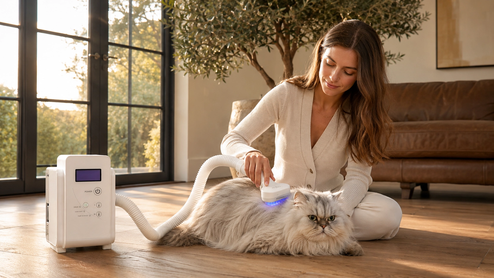 Smart Flea Comb with UV Sterilization · Afternoon Care for Persian Cat · GuardLynx