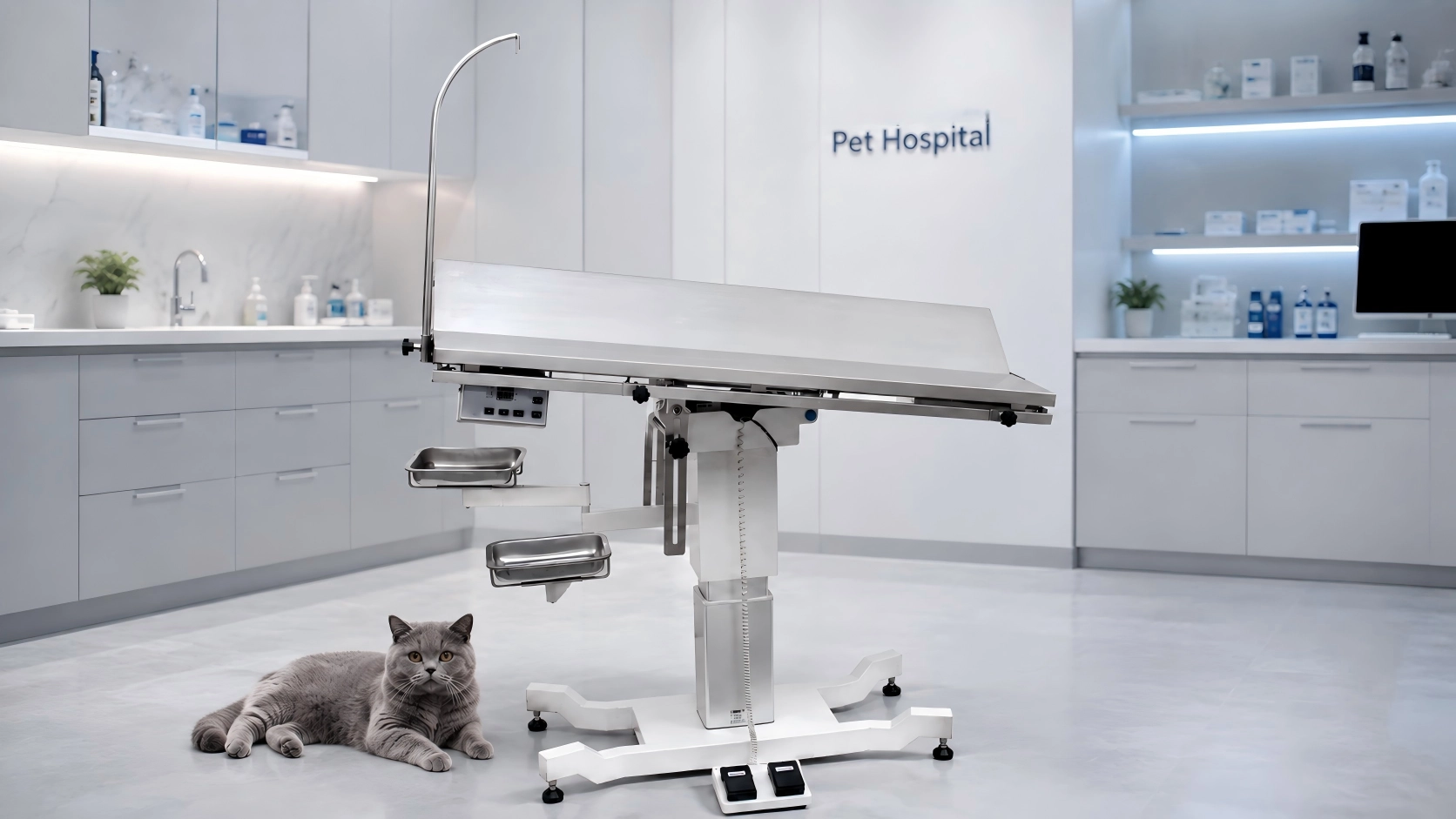 Universal Electric Lift Veterinary Surgery Table · Integrated IV Pole · GuardLynx