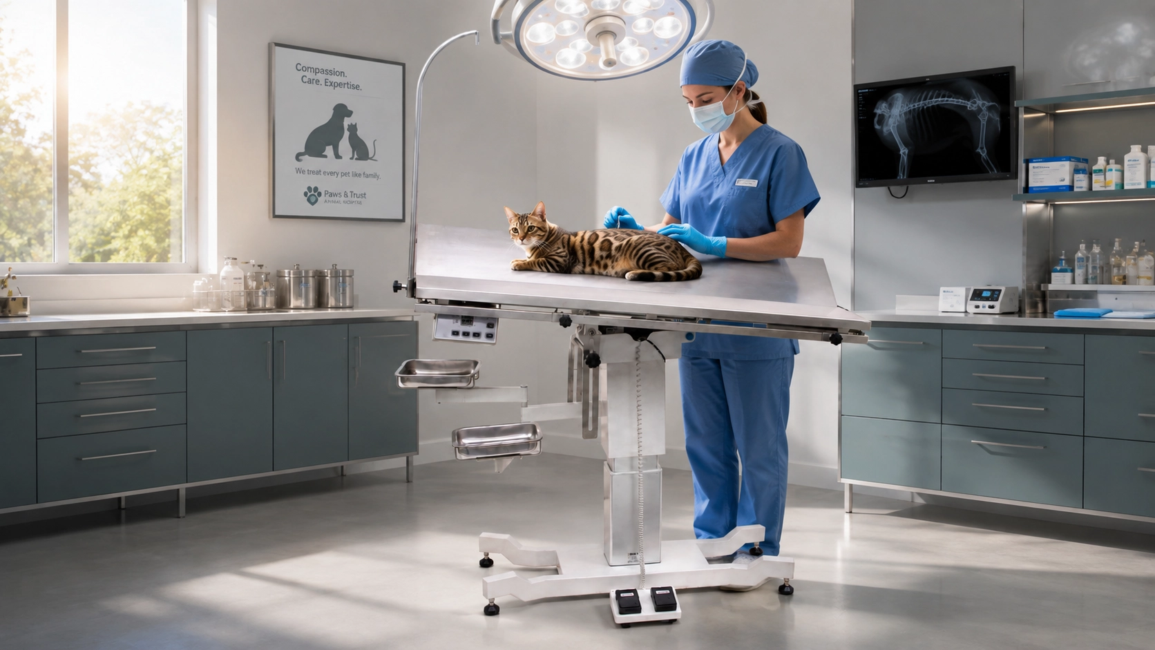 Universal Electric Lift Veterinary Surgery Table · Surgical Suite · GuardLynx
